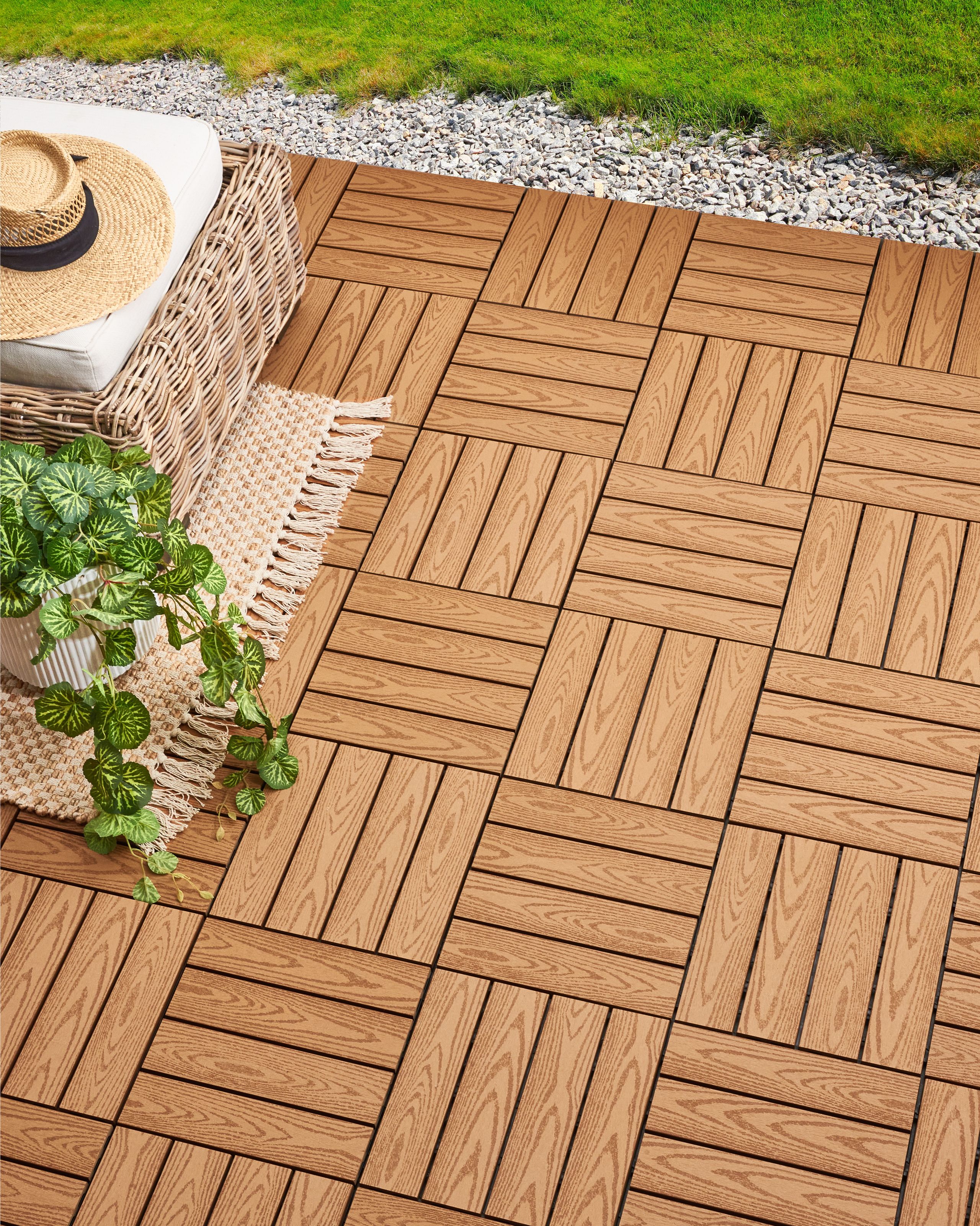 Terassilaatta ATESSA puu-muovikomposiitti (WPC) Vaaleanruskea