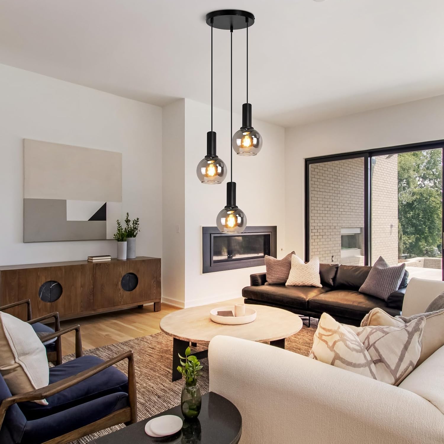 NETTLIFE-riippuvalaisin ruokapöydälle, vintage-tyylinen 3-liekkinen lasinen riippuvalaisin, E27