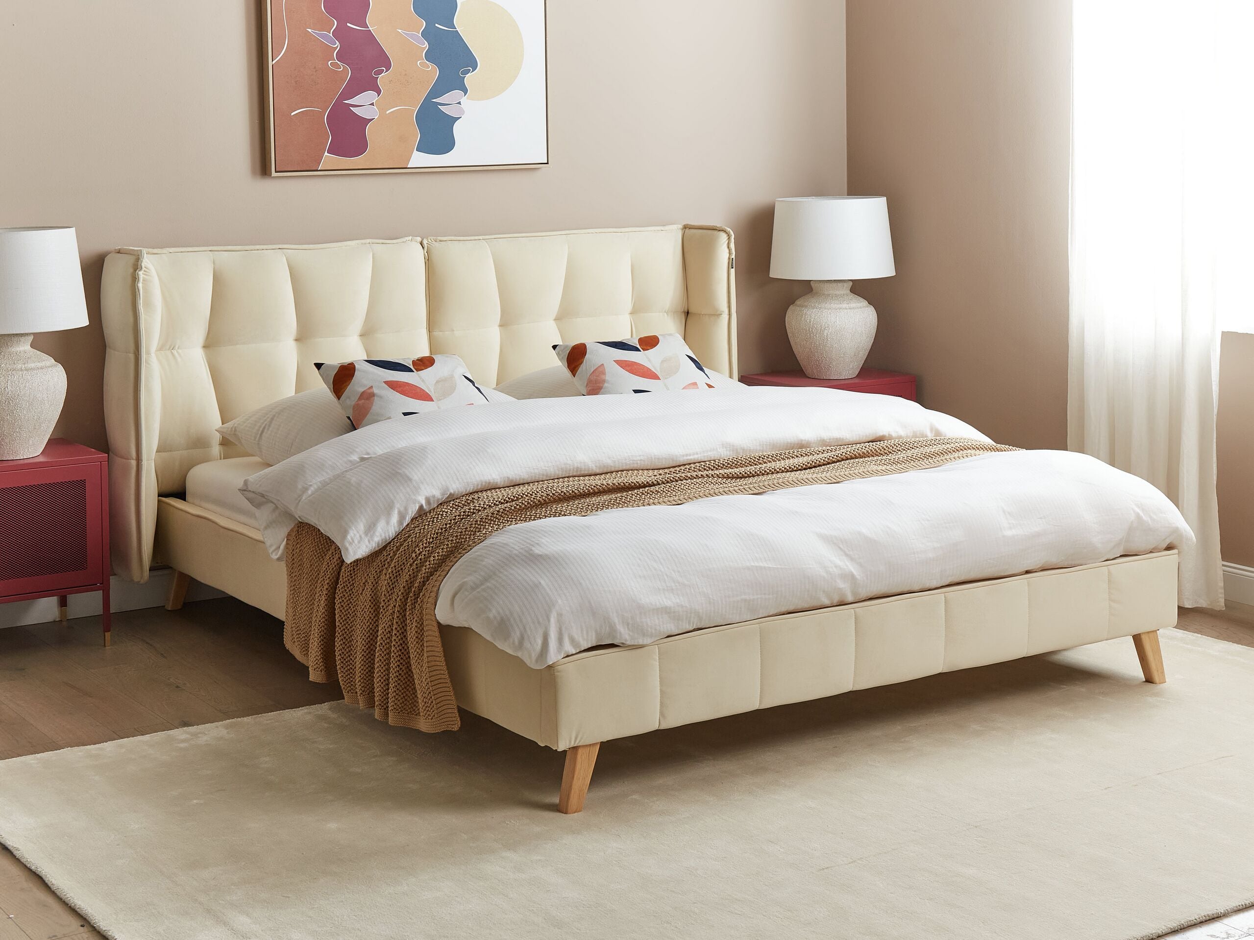 Sänky Sametti SENLIS 160 x 200 cm Beige