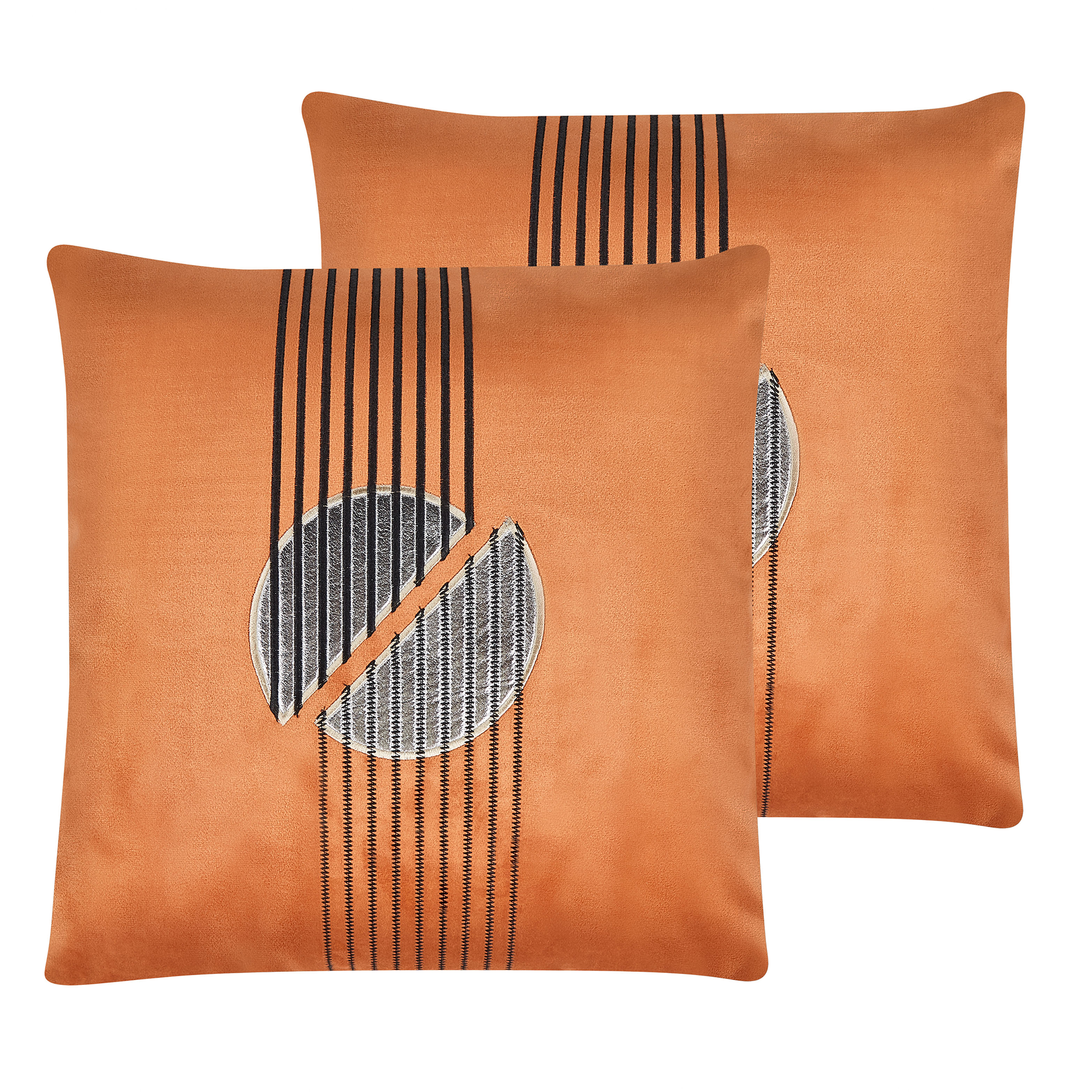 Koristetyynysetti 2 kpl CEROPEGIA 45 x 45 cm Sametti Oranssi Geometrinen kuvio