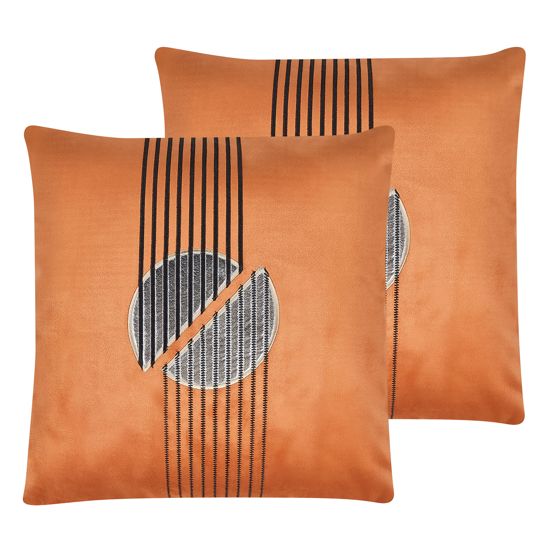 Koristetyynysetti 2 kpl CEROPEGIA 45 x 45 cm Sametti Oranssi Geometrinen kuvio