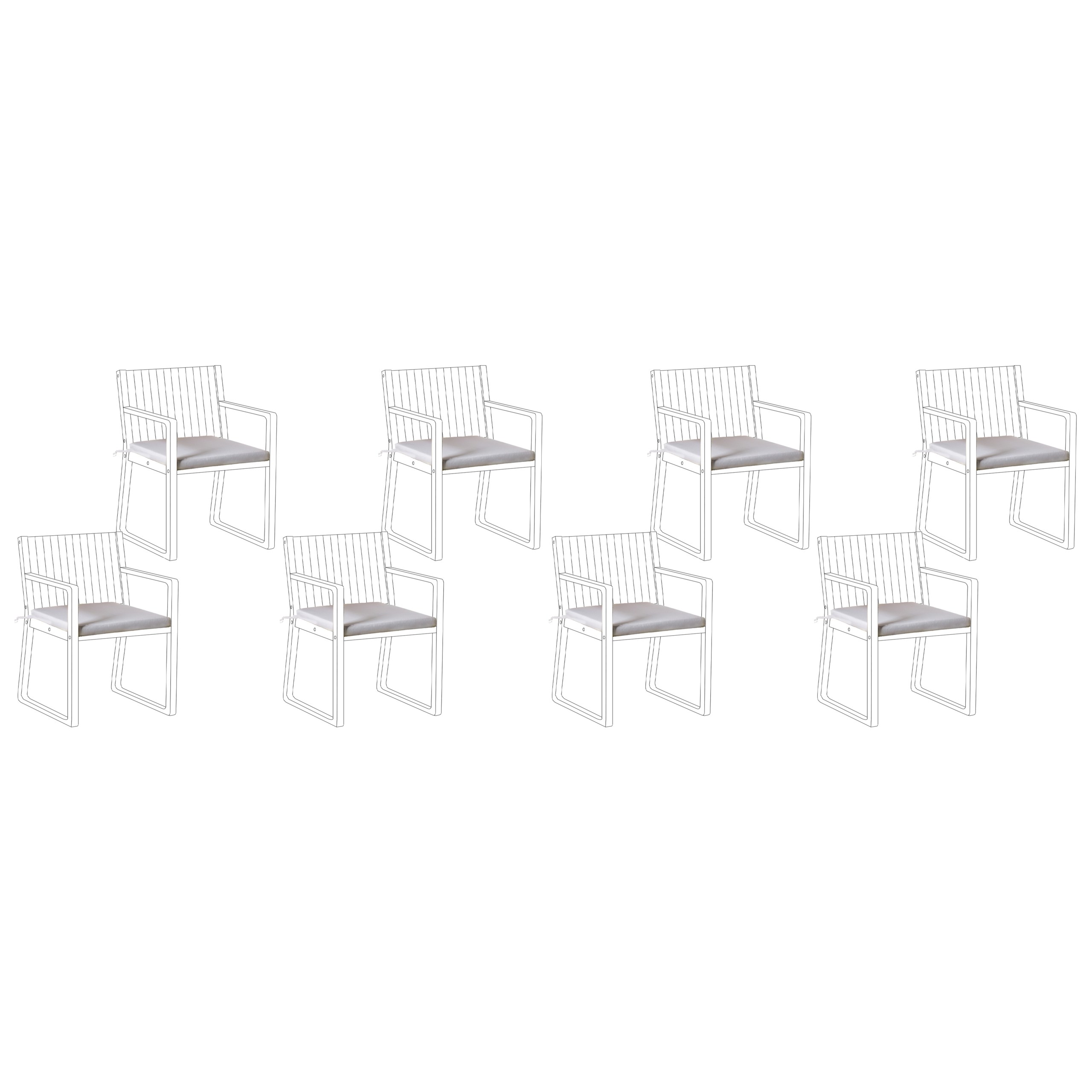 Puutarhatuolien istuintyynysetti 8 kpl SASSARI PREMIUM 46 x 46 cm Vaaleanharmaa