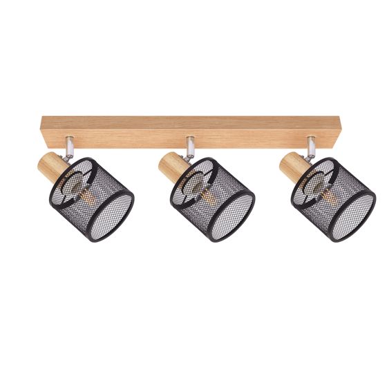 NETTLIFE Kattovalaisin, 3 pistettä, musta puukuvio - kattovalaisin E14, säädettävä 350°, 4 lamppua, max 25 W