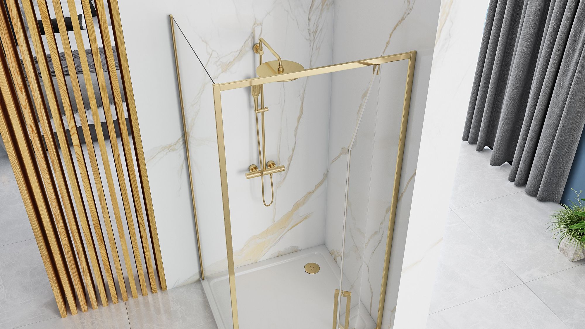 REA Kulmasuihkukaappi RAPID SWING 90x80 kulta, 90X80X195CM