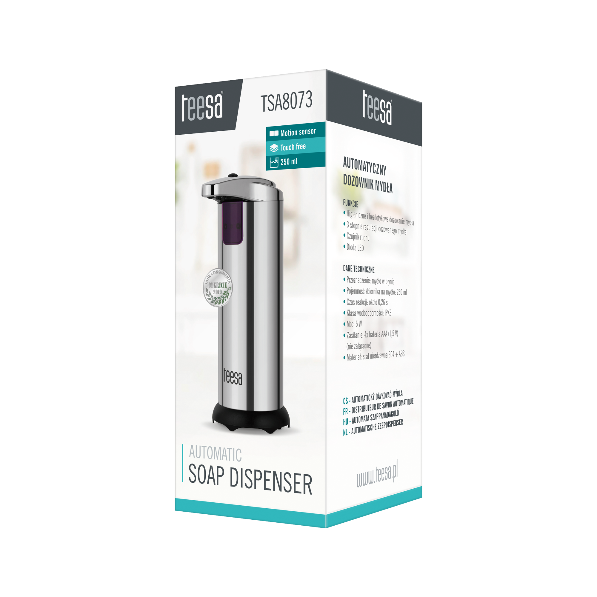 Teesa automaattinen saippua-annostelija, kosketusvapaa, säädettävä