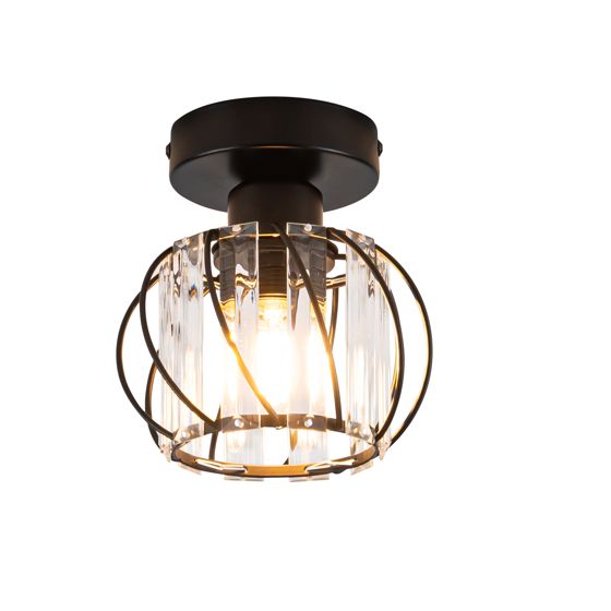 NETTLIFE moderni musta kristallikattovalaisin E27 vintage-keittiön valaisin metallikehyksellä