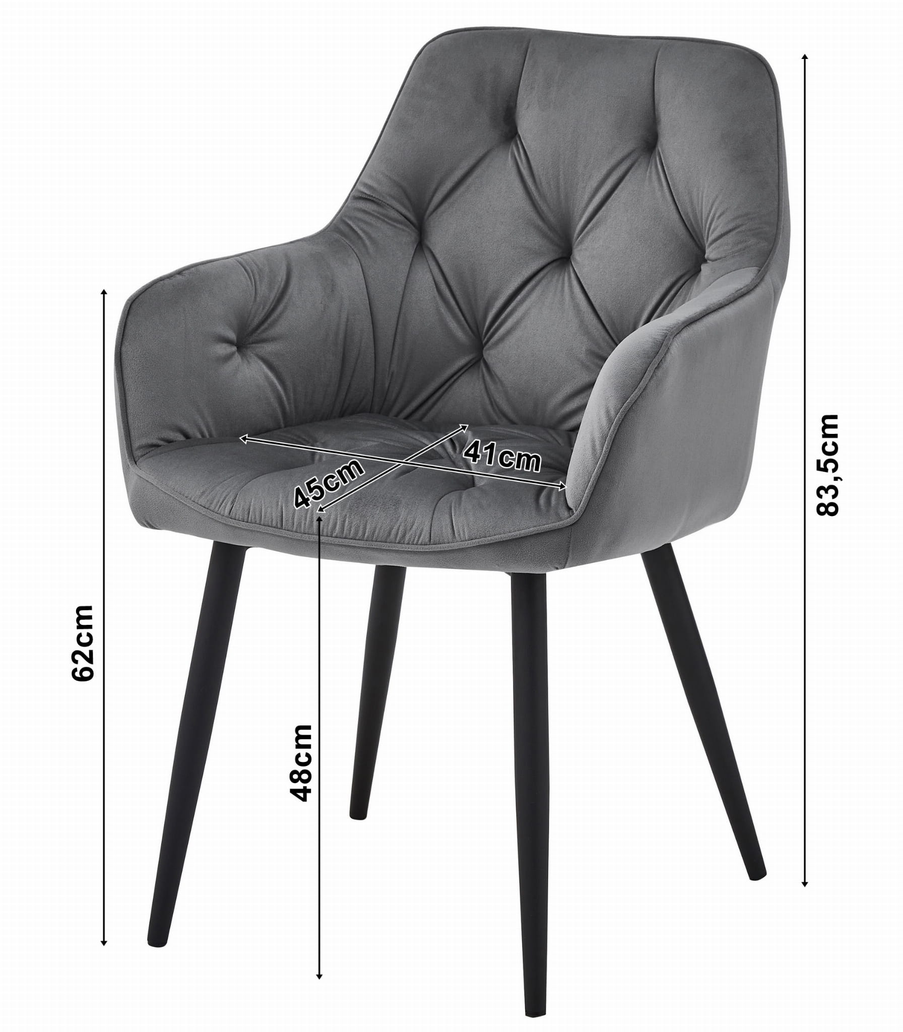 JORK tuoli - tummanharmaa sametti / mustat jalat x 2