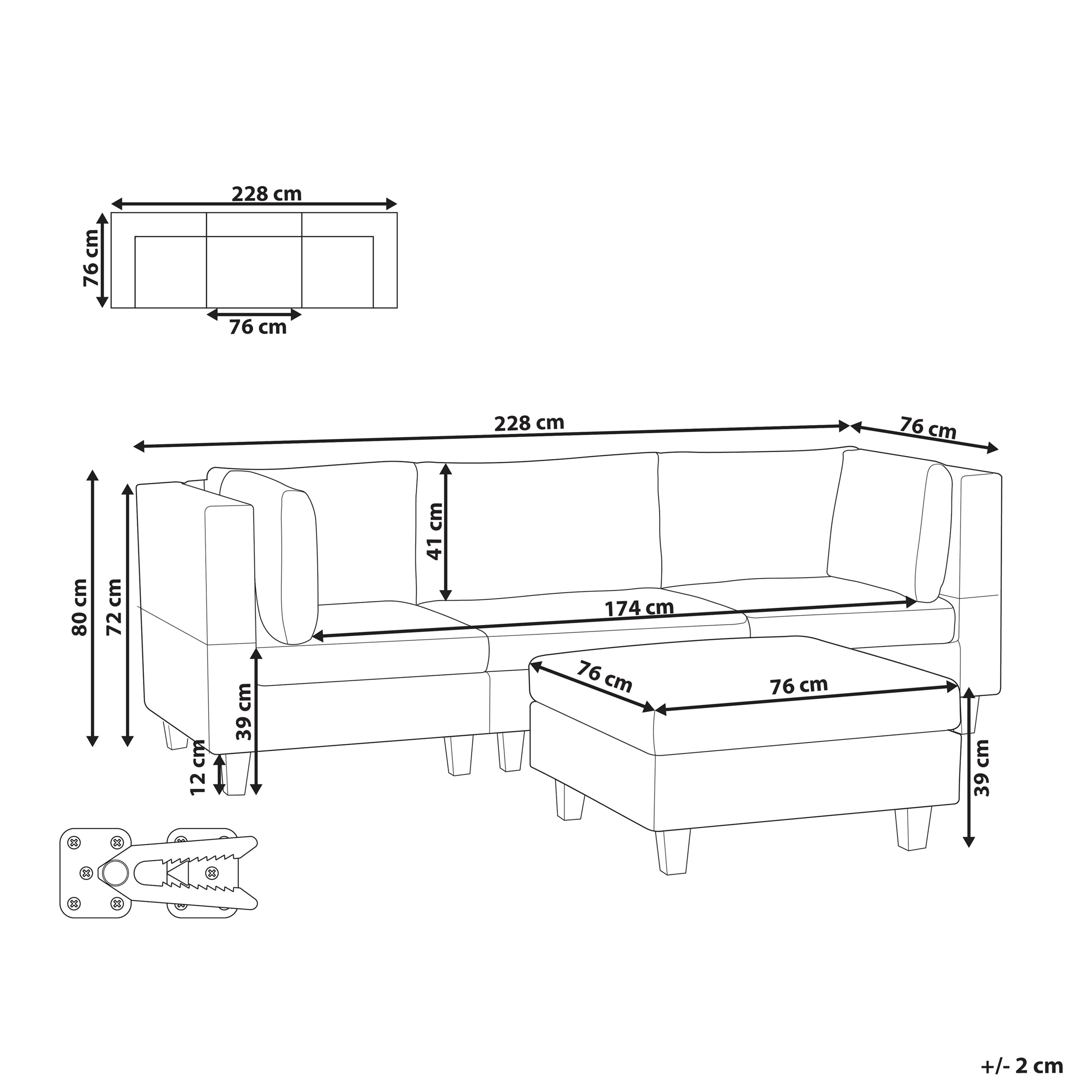 Moduulisohva 3-istuttava UNSTAD kangas Ruskea ja rahi
