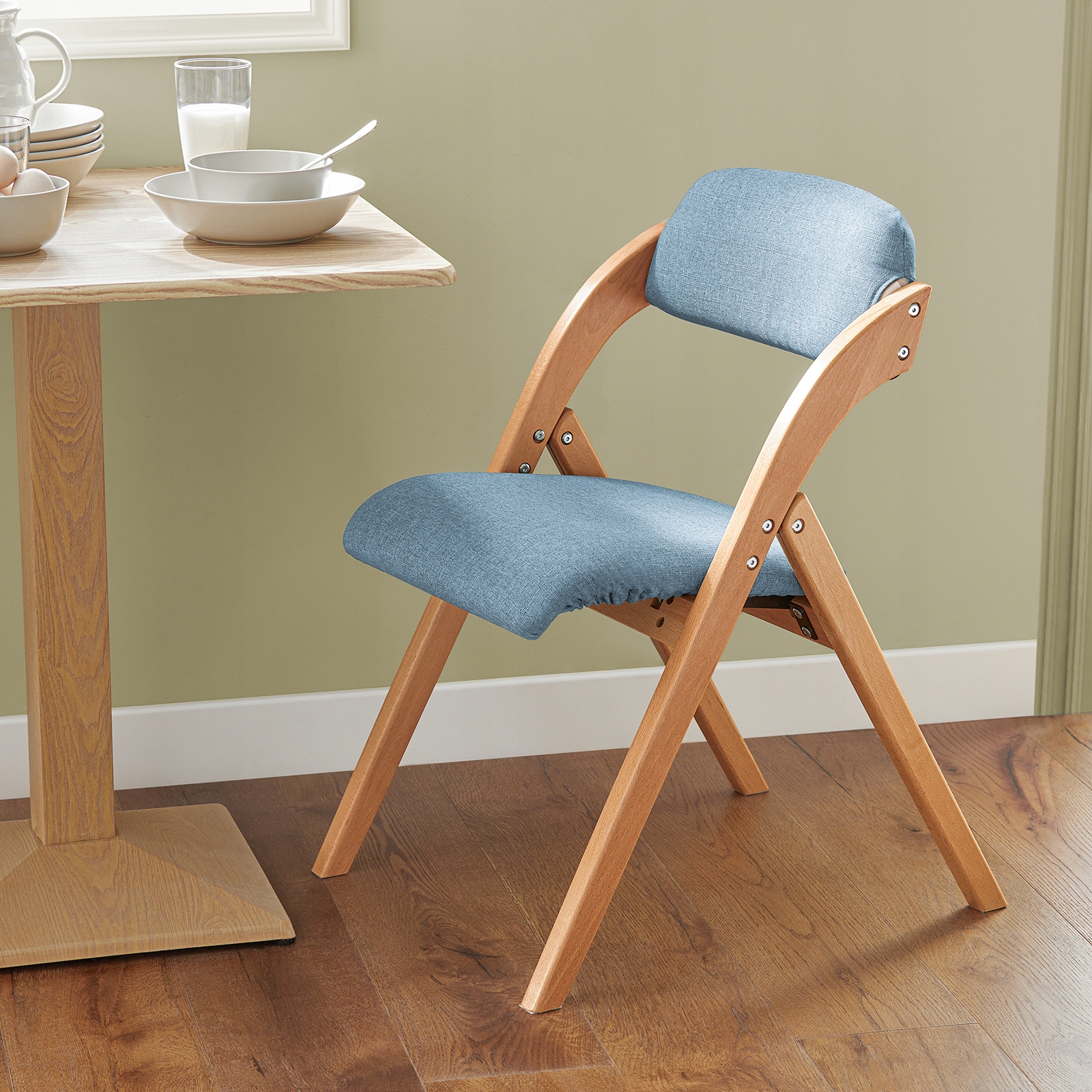 SoBuy Taittotuoli umpipuusta kestävä laadukas ergonominen kevyt FST92-BL