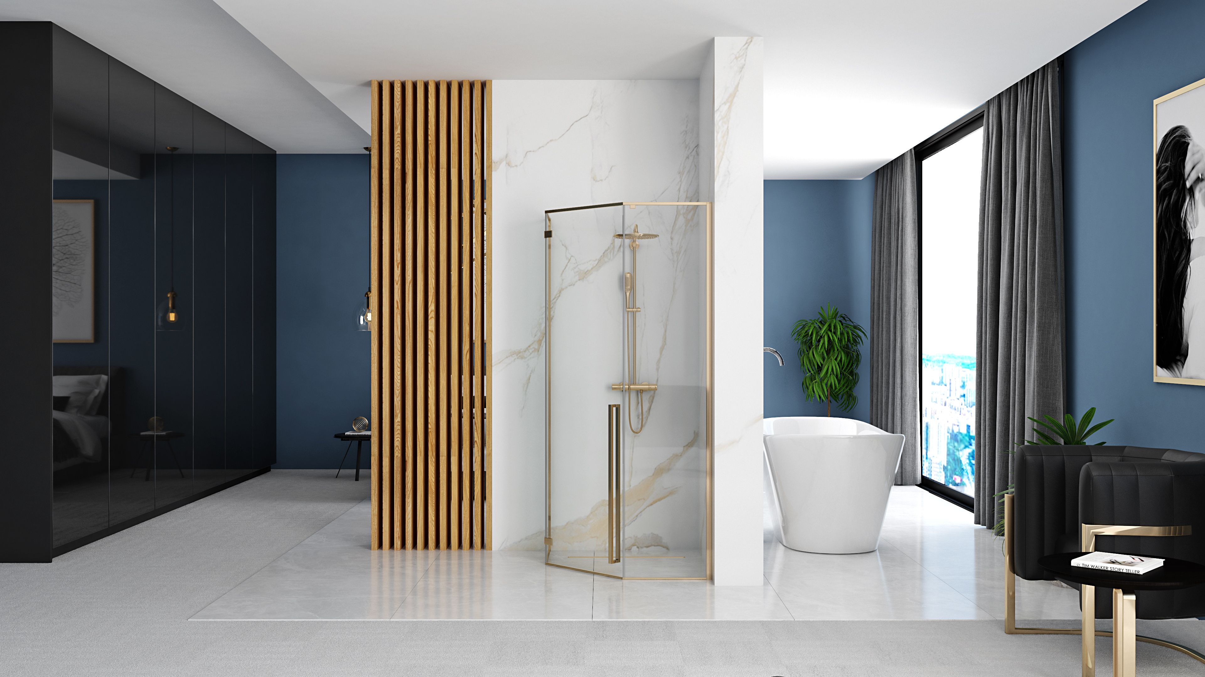 REA Suihkukaappi DIAMOND 90x90 kulta, 90X90X195CM