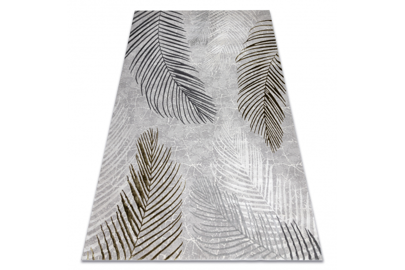 Matto ALLURE 8752 Palmunlehtimatto - Rakenteellinen, tyylikäs, glamour harmaa / kultaa