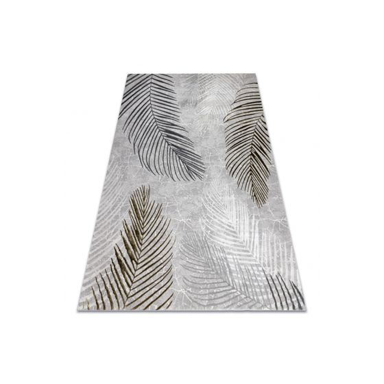 Matto ALLURE 8752 Palmunlehtimatto - Rakenteellinen, tyylikäs, glamour harmaa / kultaa