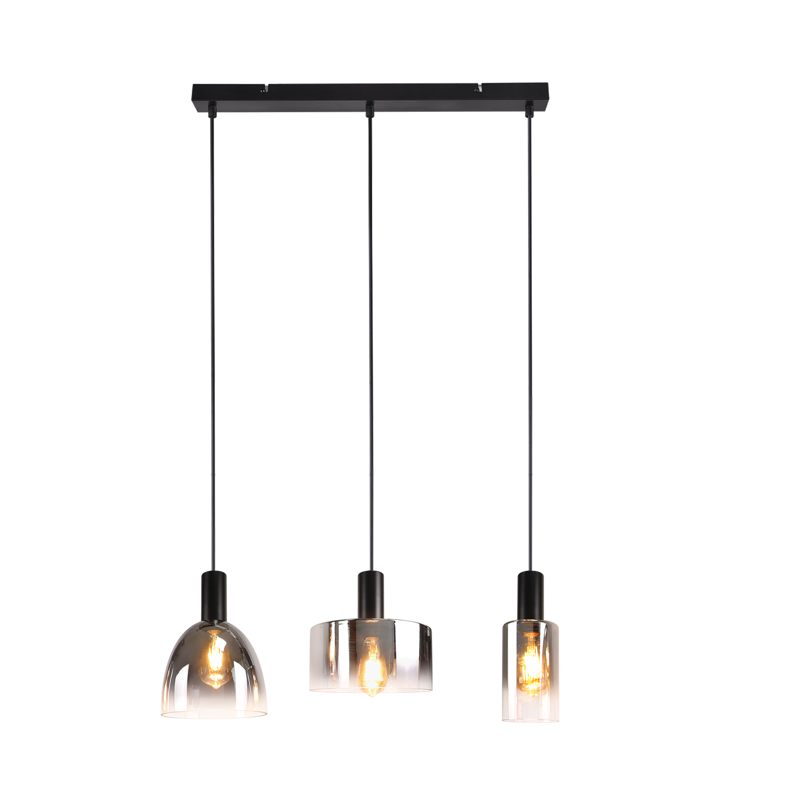 NETTLIFE Vintage - ruokapöydän riippuvalaisin, savunharmaa lasi, E27, korkeussäädettävä, olohuoneeseen