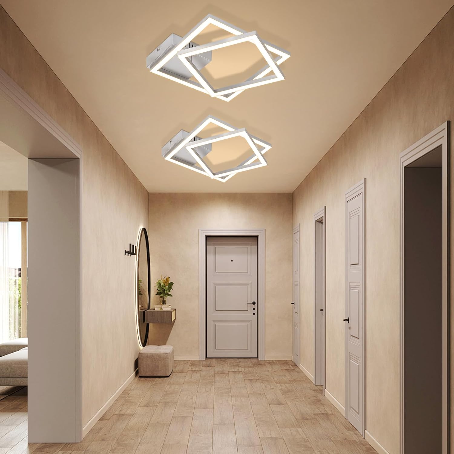 NETTLIFE LED-kattovalaisin keittiöön - 20 W keittiövalaisin, lämmin valkoinen 3000 K, hopeanvärinen kääntyvä makuuhuoneen lamppu, moderni muotoilu