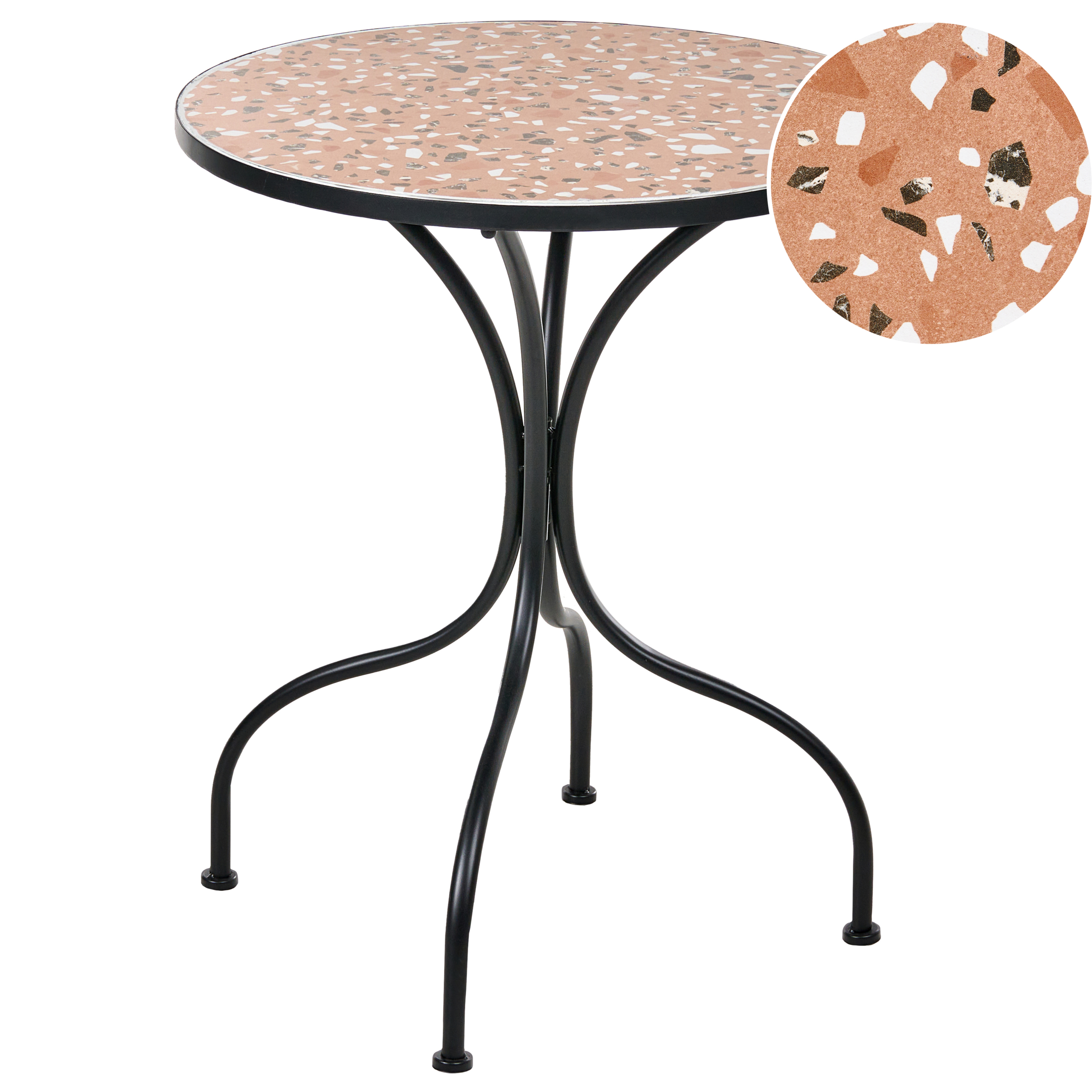 Bistropöytä ADRANO 60 cm 60 cm Metalli Terrazzo-kuvio Musta