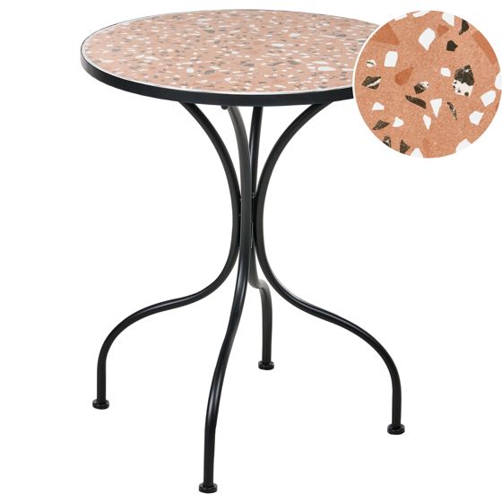 Bistropöytä ADRANO 60 cm 60 cm Metalli Terrazzo-kuvio Musta