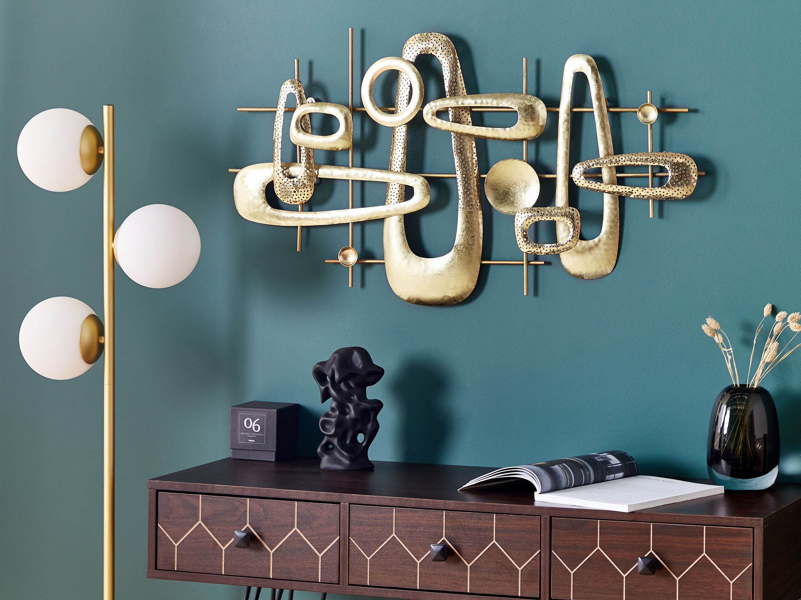 Seinäkoriste MANGANESE metalli 50 cm Kulta