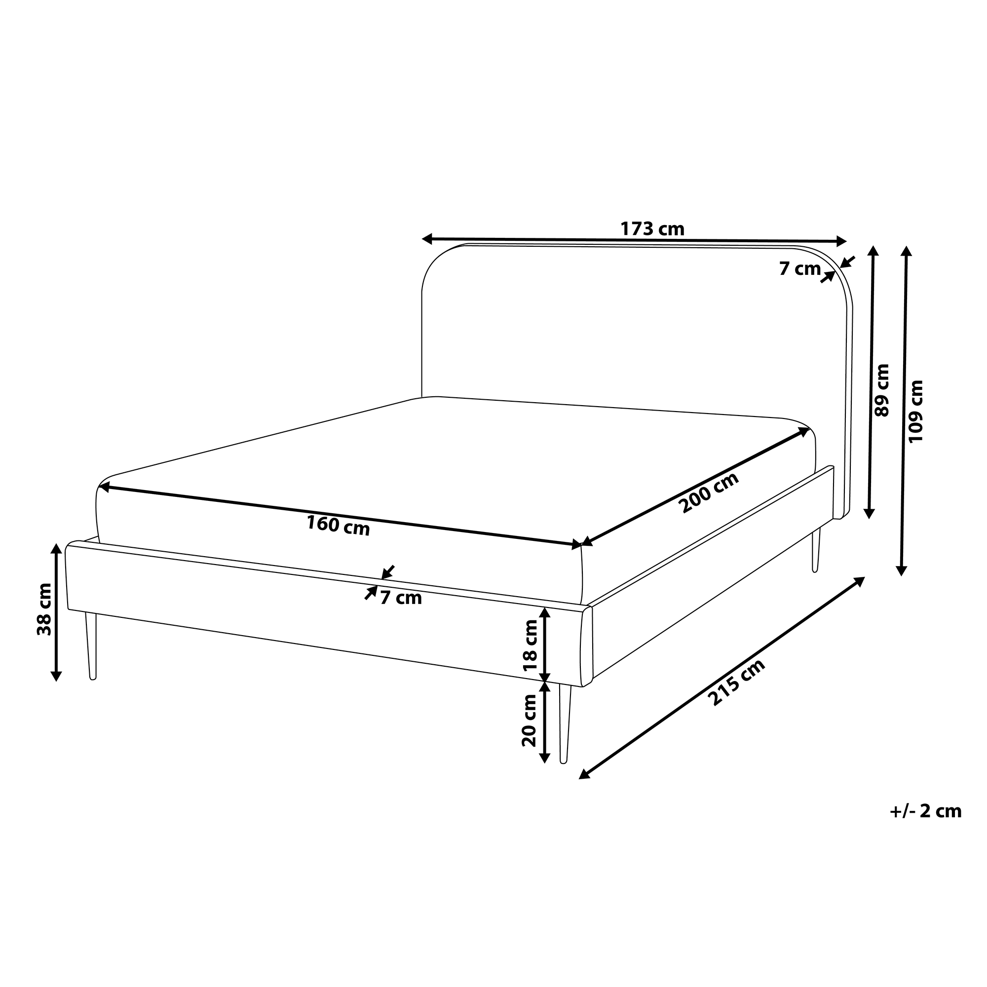 Sänky Sametti FLAYAT 160 x 200 cm Keltainen