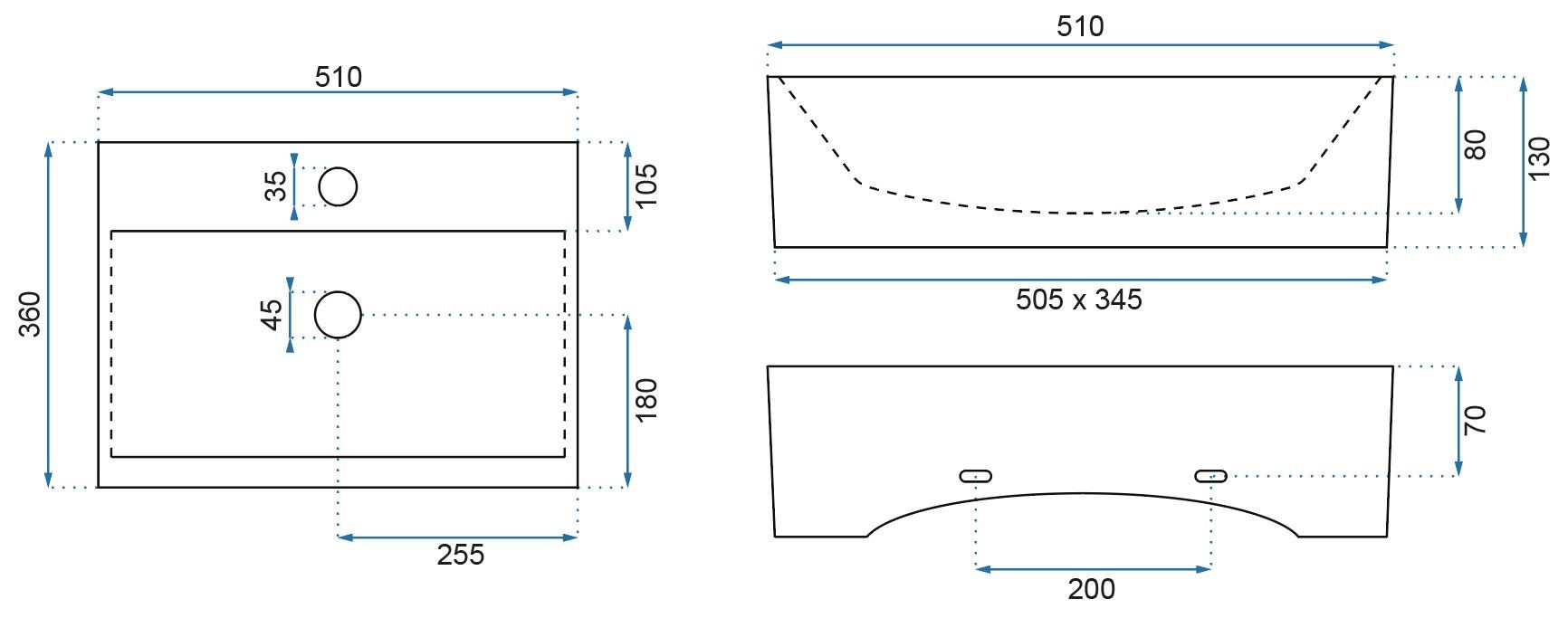 REA Malja-allas BONITA, 80X36X13CM
