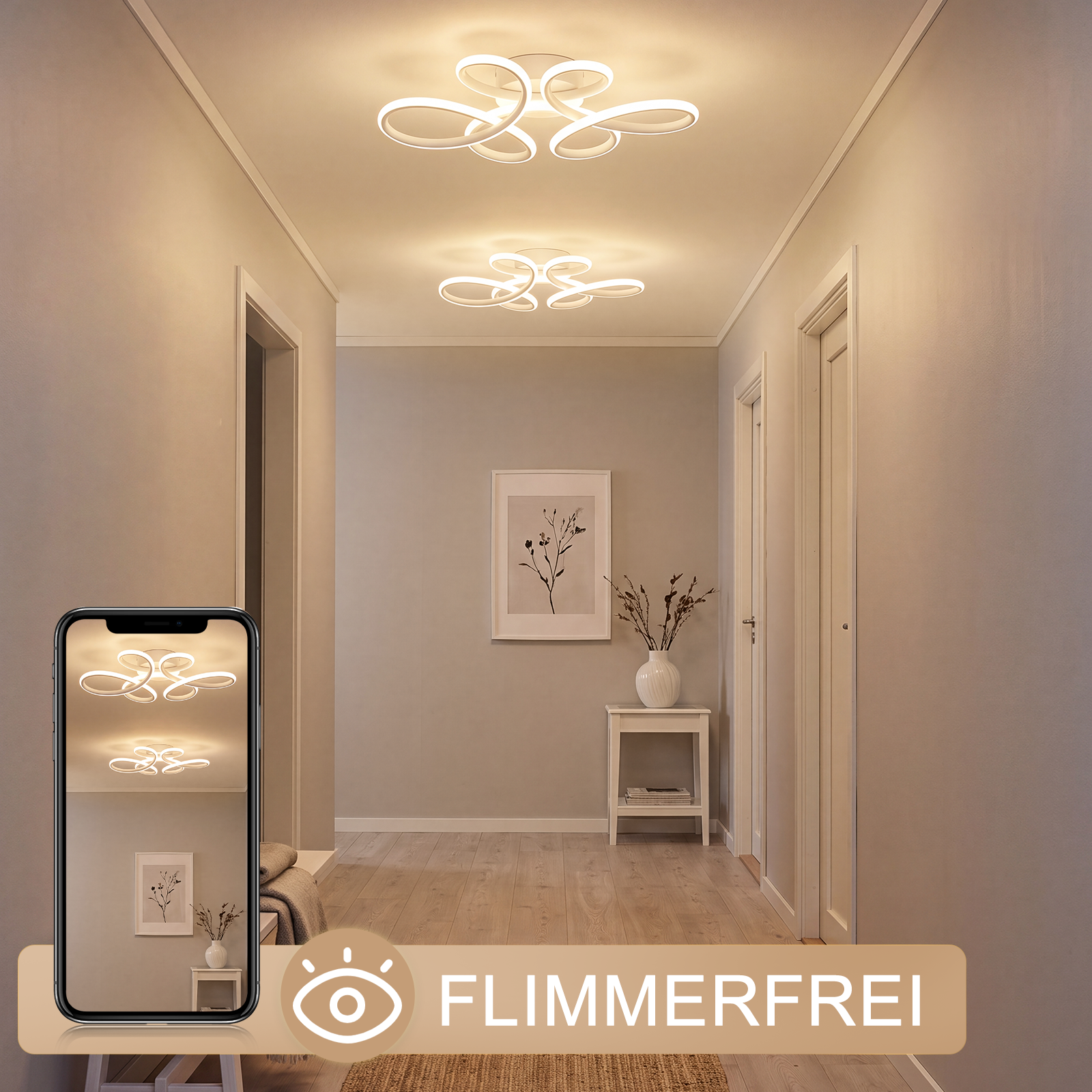 ZMH 24W 3000K LED-kattovalaisin olohuoneeseen, moderni musta makuuhuonevalaisin