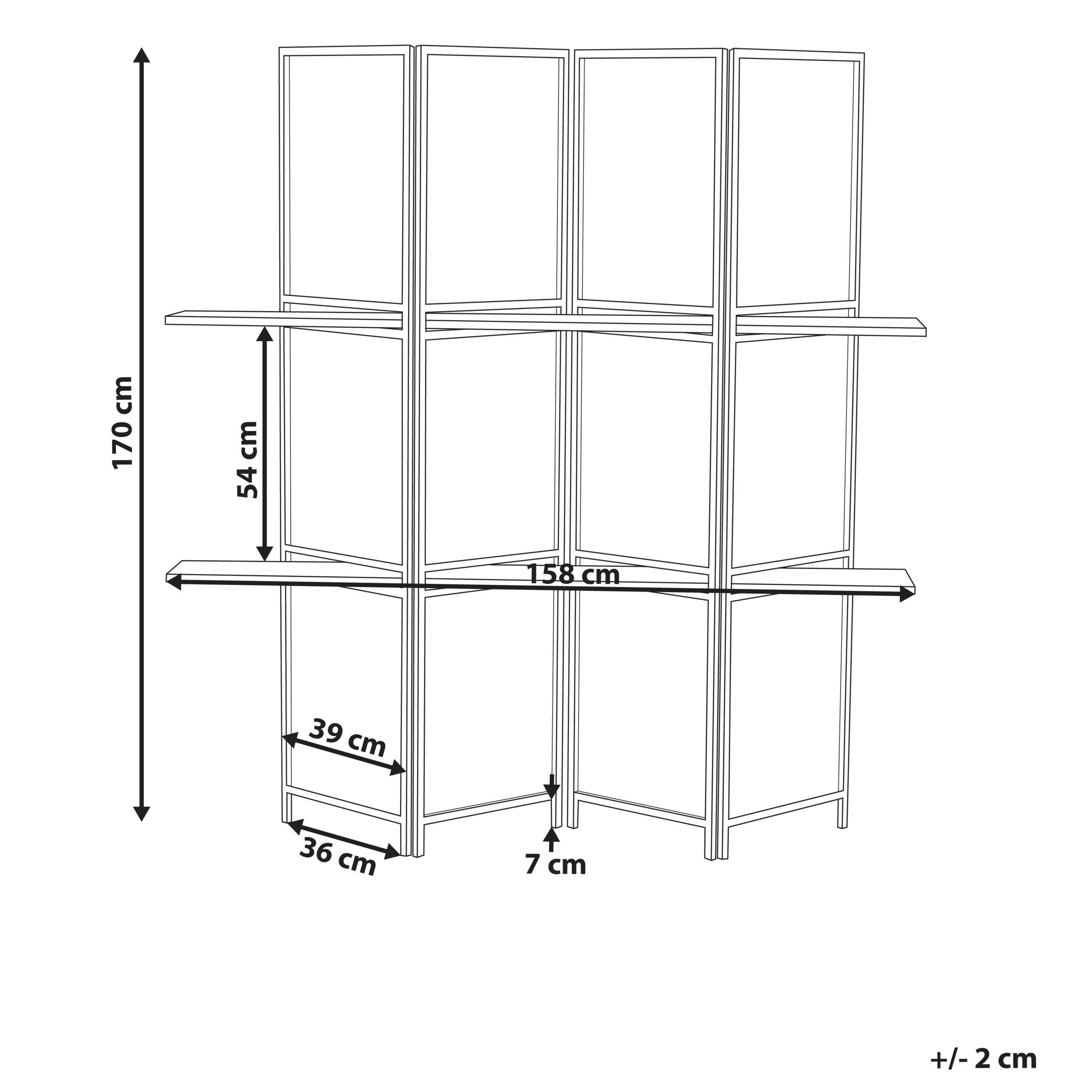 Tilanjakaja 4 paneelia TRAFOI 158 cm 170 cm Ruskea
