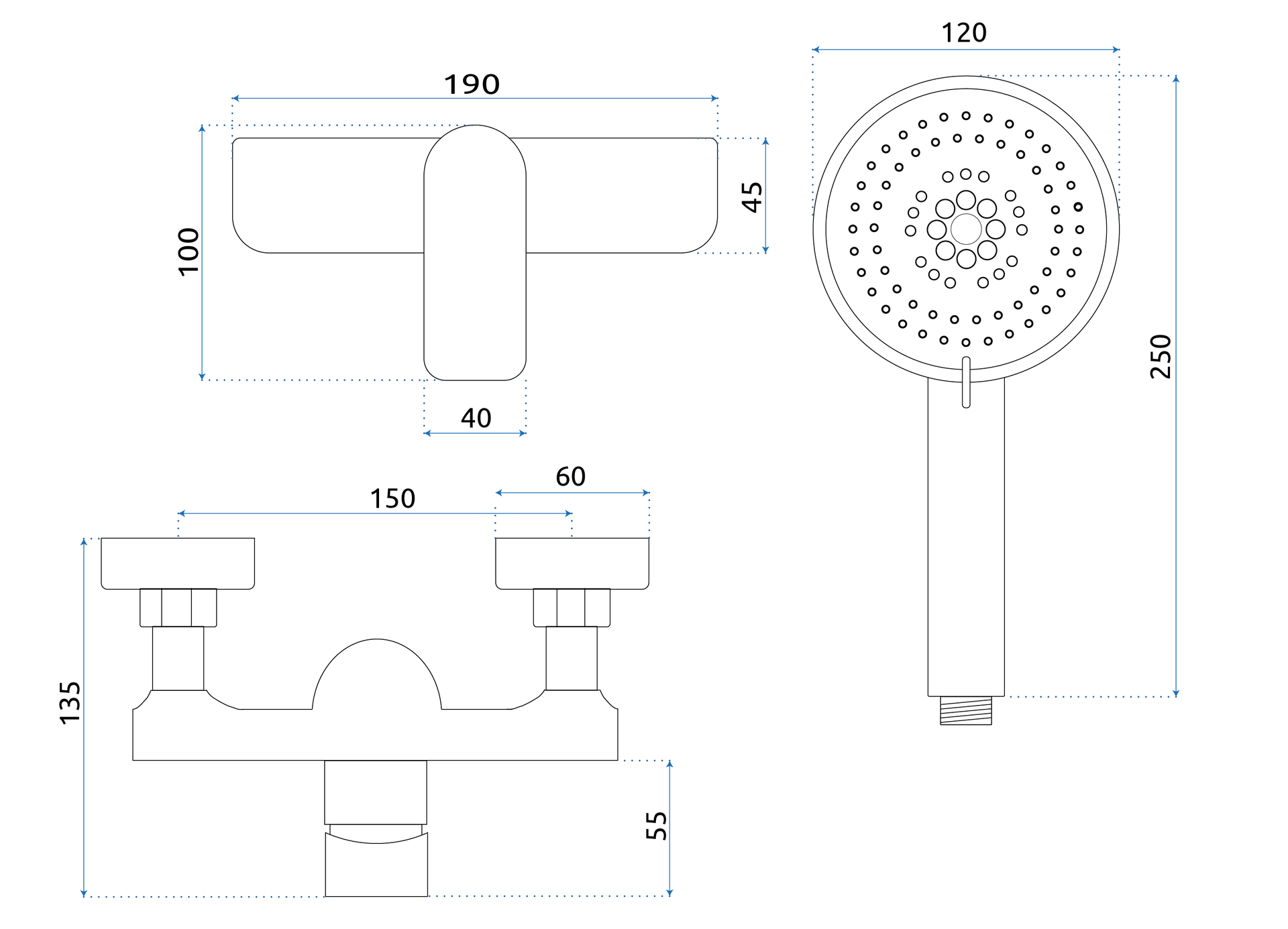 REA Suihkuhana DART 135 kromi, 13,5X19X10CM