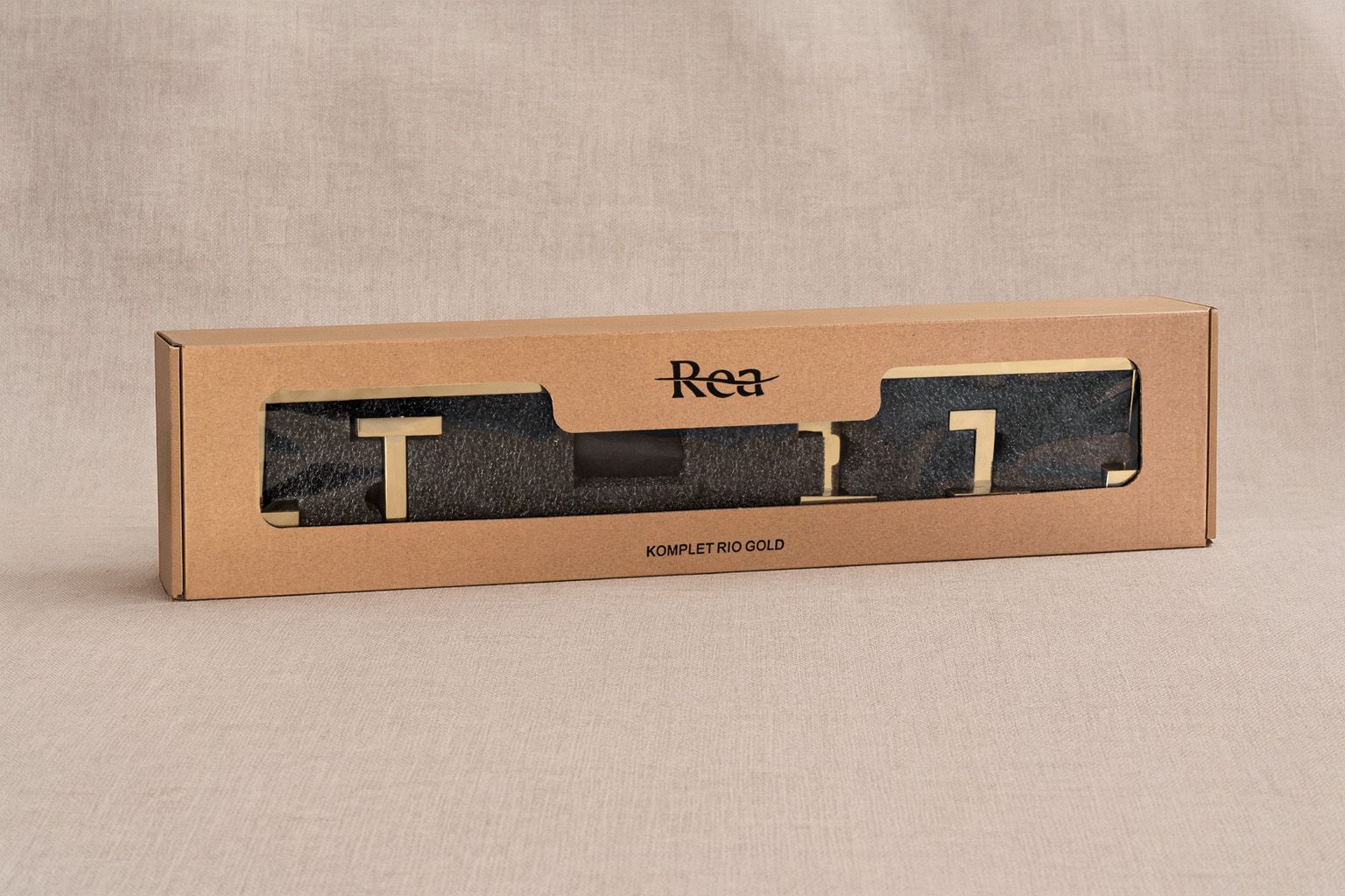 REA kylpyhuoneen naulakkosetti RIO kulta, 57X8,5X5CM