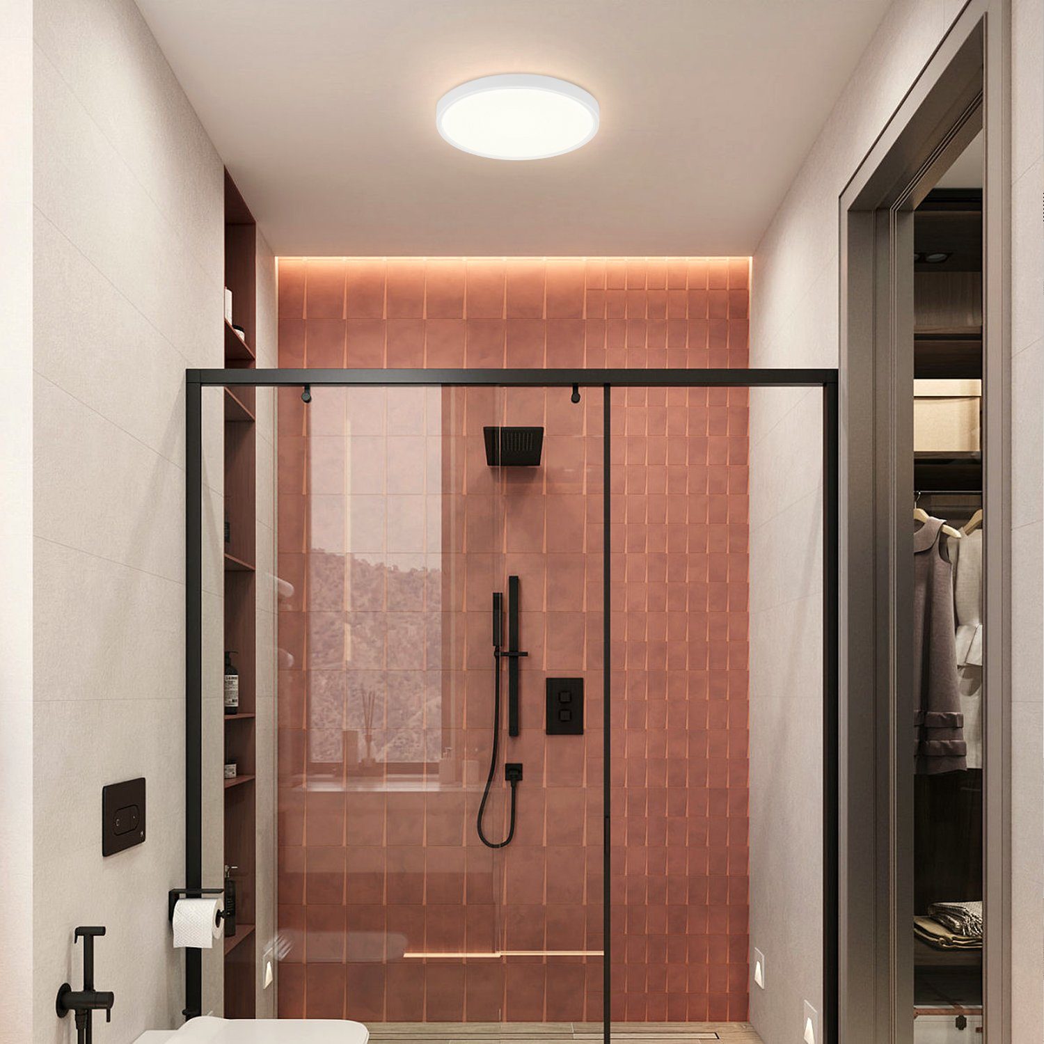 NETTLIFE pyöreä LED-kattovalaisin 18W moderni 23cm neutraalin valkoinen litteä IP44 kylpyhuoneen valaisin makuuhuoneeseen keittiöön eteiseen