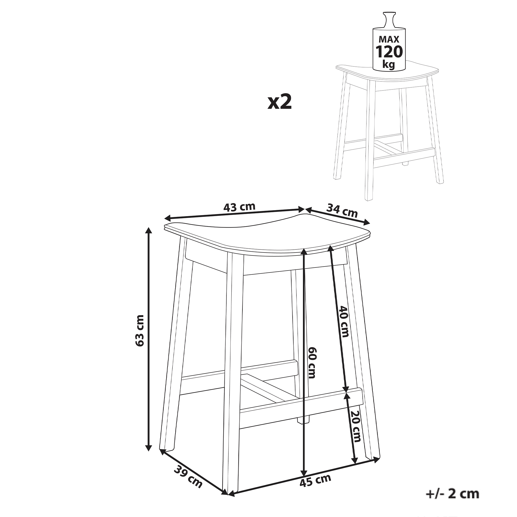 Baarijakkarasetti 2 kpl DIXON puu Vaaleanruskea/harmaa