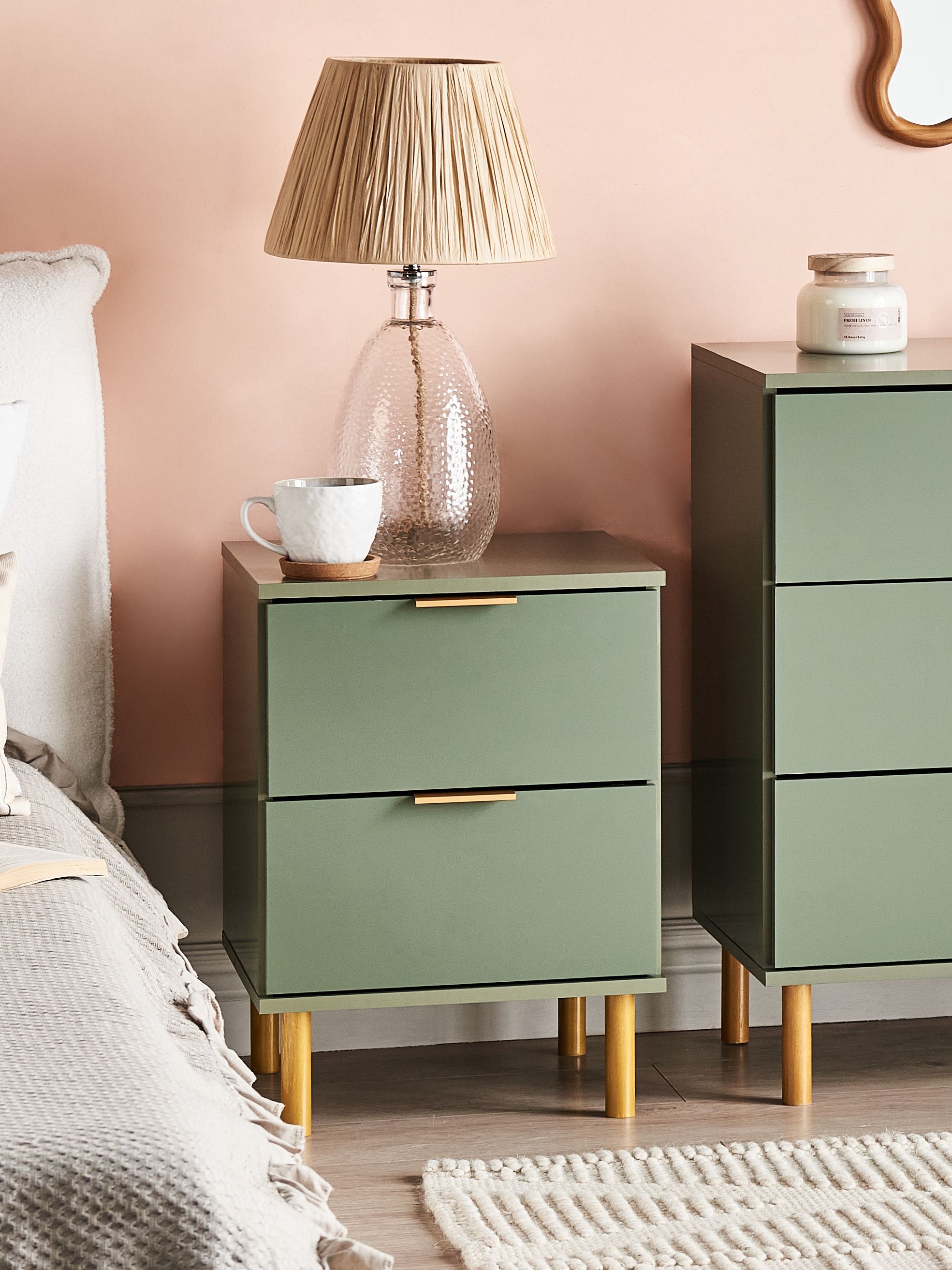 Yöpöytä 2 laatikolla WALPOLE Vihreä