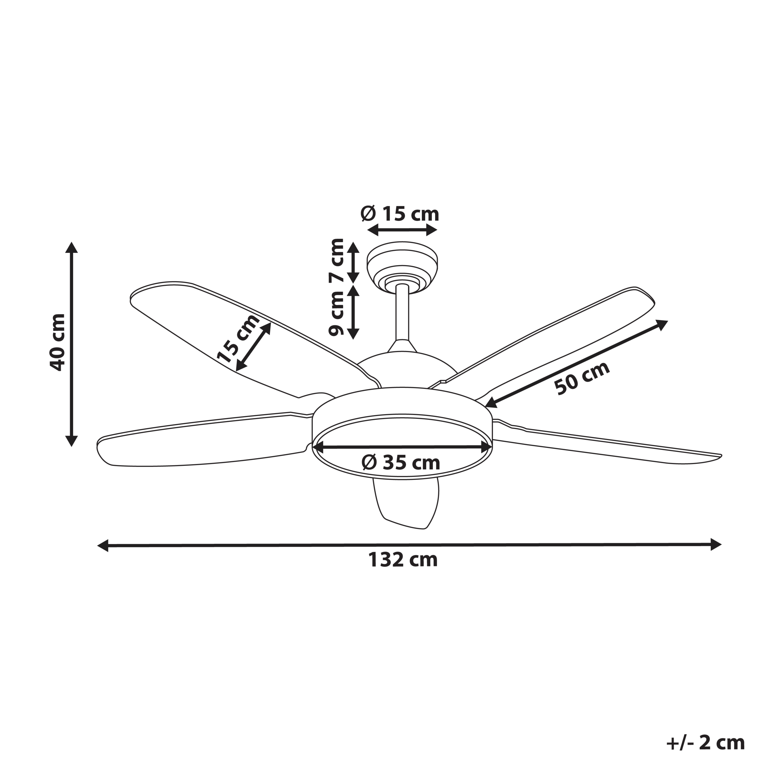Tuuletinvalaisin GOSHAABA kaukosäätimellä Messinki