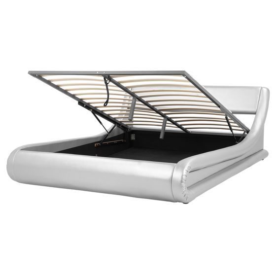 Sänky säilytystilalla keinonahka AVIGNON 160 x 200 cm Hopea