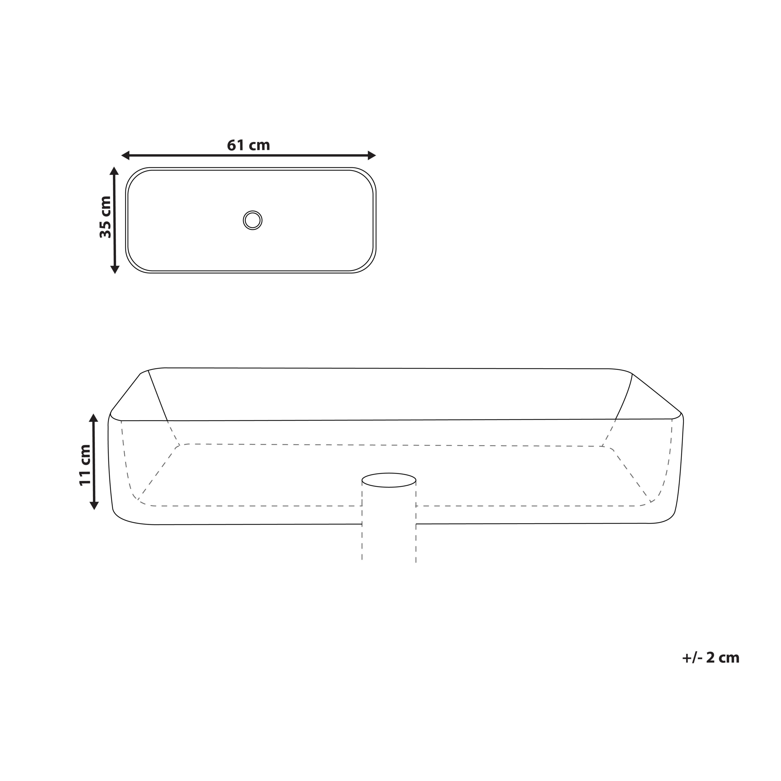 Pesuallas tason päälle ULUA 61 x 35 cm keramiikka Musta