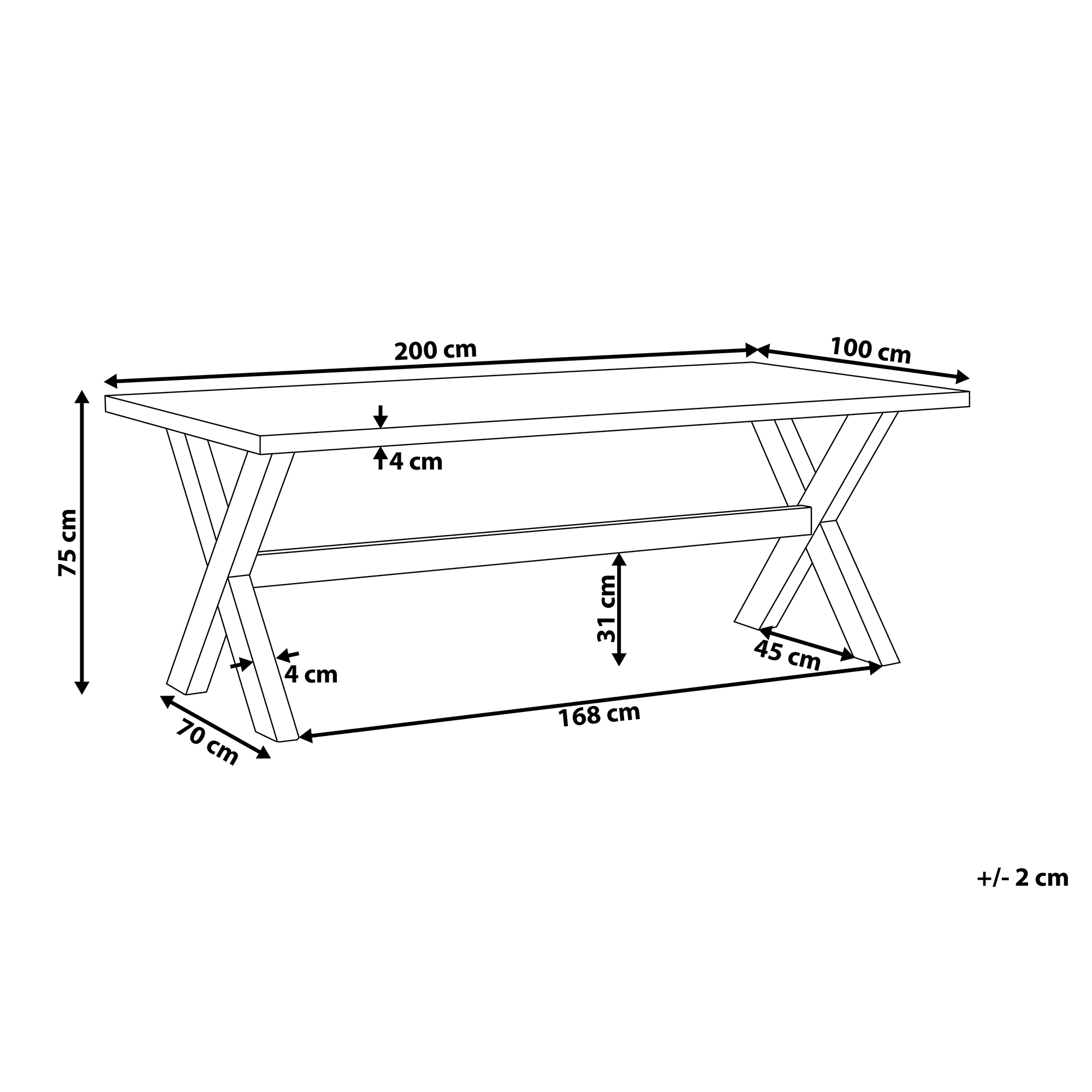 Puutarhapöytä OLBIA 200 cm 100 cm betoni Valkoinen