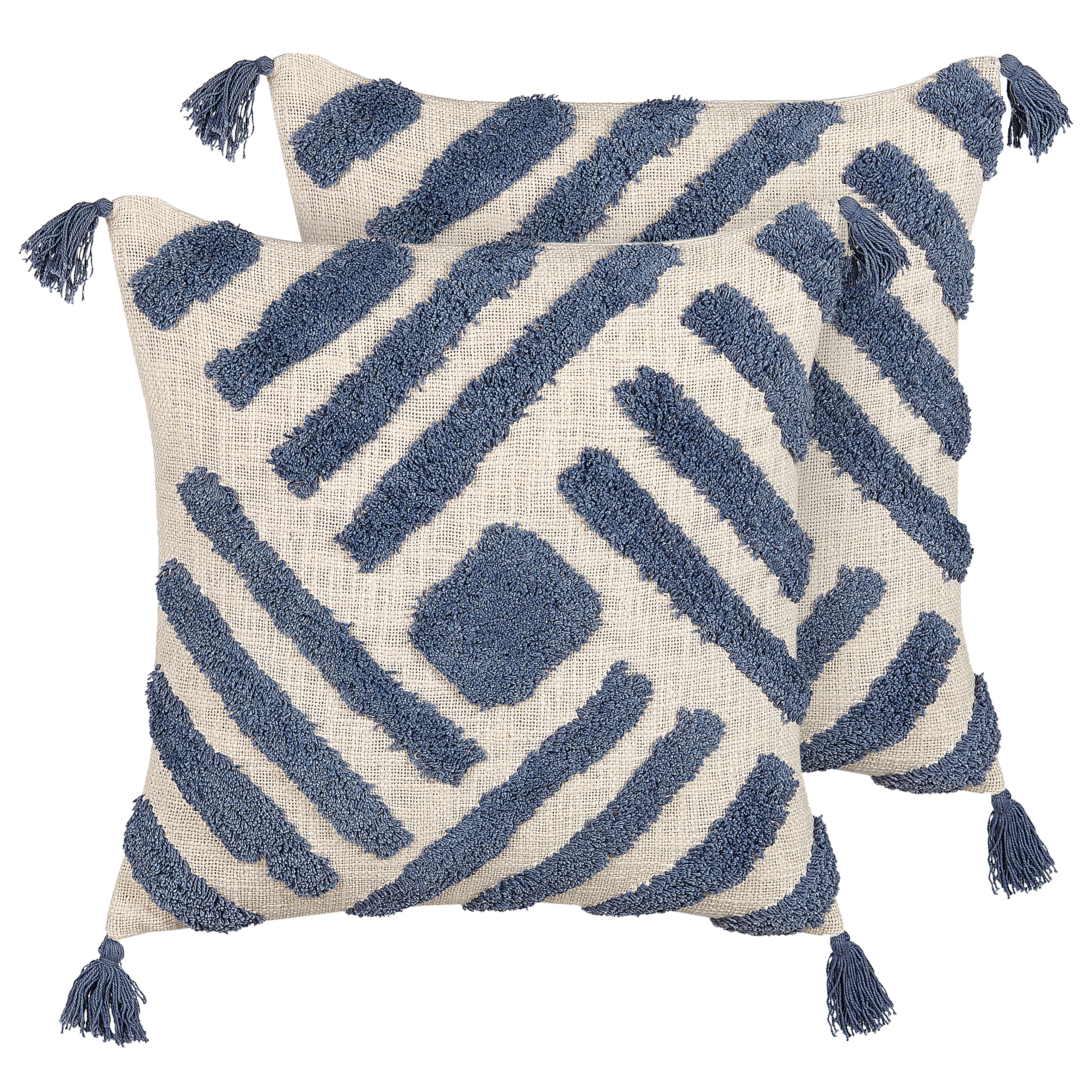 Koristetyynysetti 2 kpl JACARANDA 45 x 45 cm Puuvilla Sininen Geometrinen kuvio