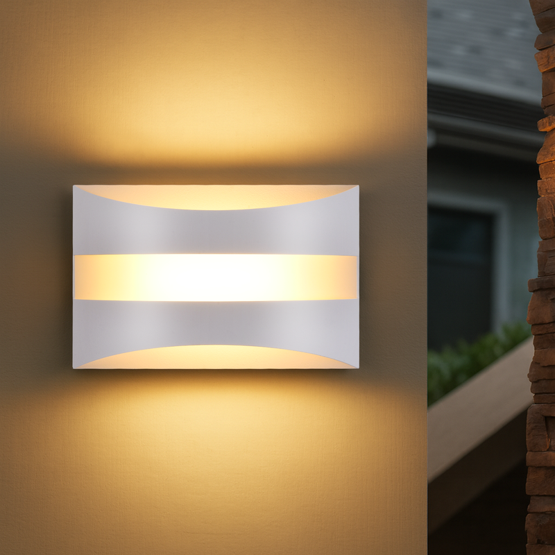 NETTLIFE Valkoinen sisäseinävalaisin LED-valaistuksella - Moderni design, lämpimän valkoinen 3000 K, 5 W ylös-/alaspäin suuntautuvalla valaistuksella