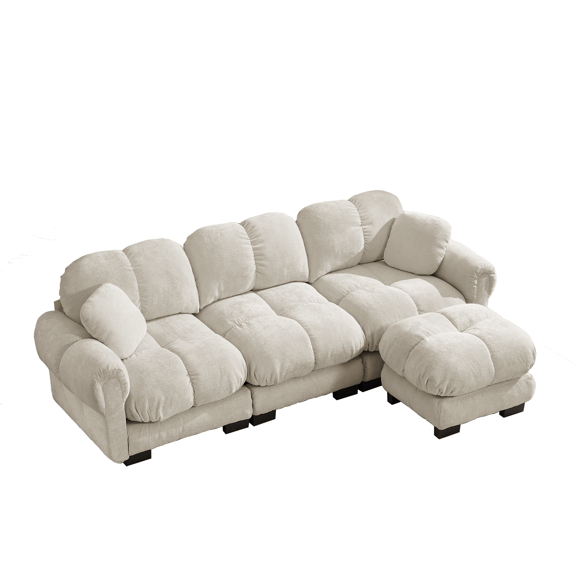 moduulisohva 3-paikkainen light khaki chenille skandinaavinen pehmeä ja tukeva