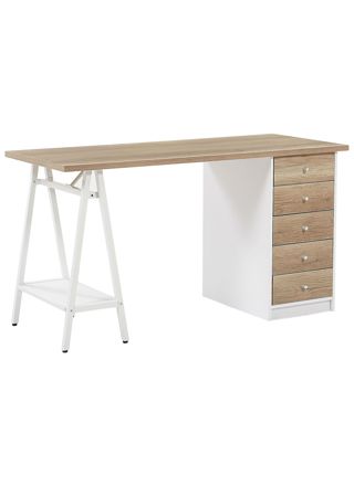 Työpöytä HEBER Ruskea/valkoinen 140 cm 60 cm säilytystila
