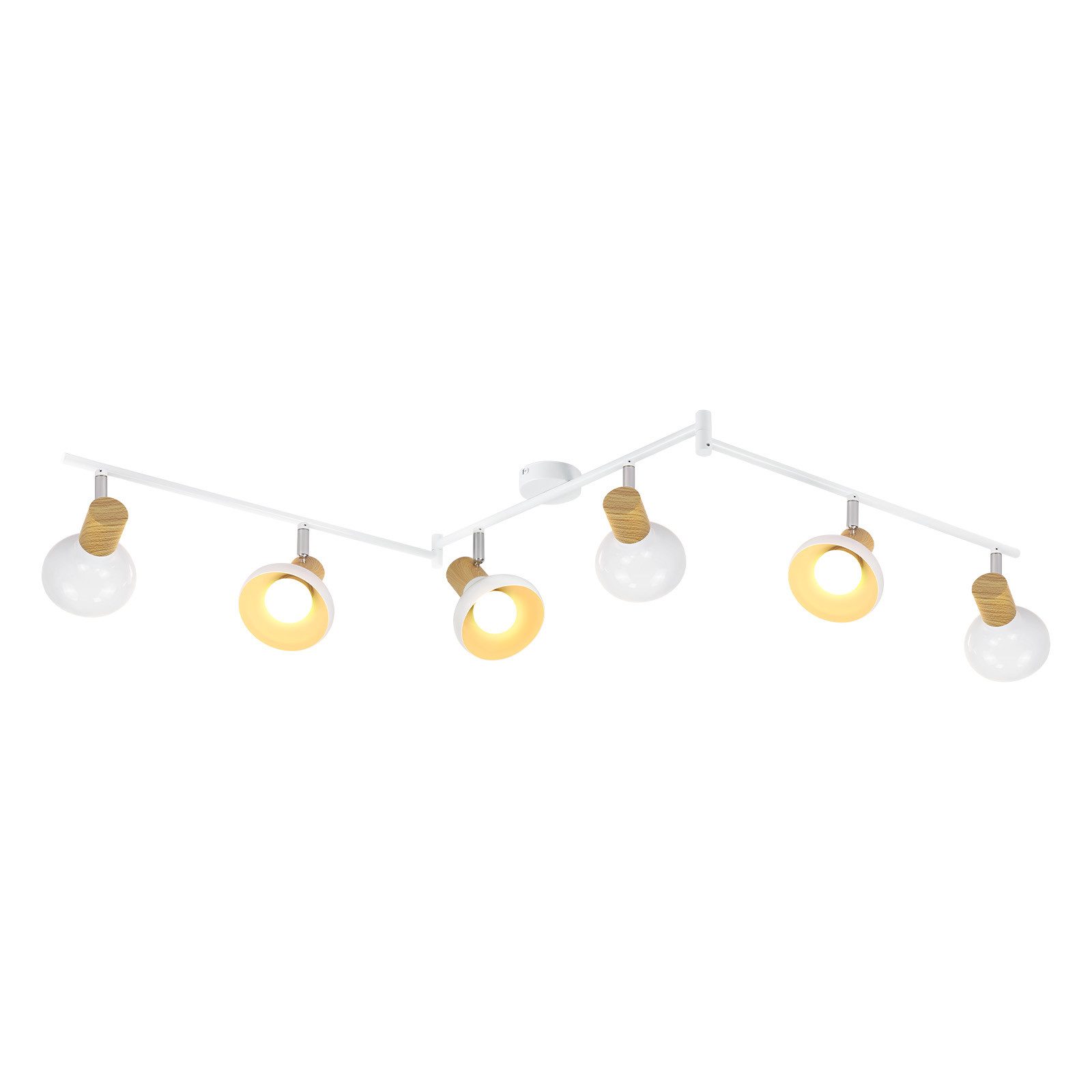 NETTLIFE Vintage - kattospottivalaisin E14 Sisäkäyttöön 350° Säädettävä Valkoinen Kääntyvä 350° Teollisuuskäyttöön 6 Liekkiä