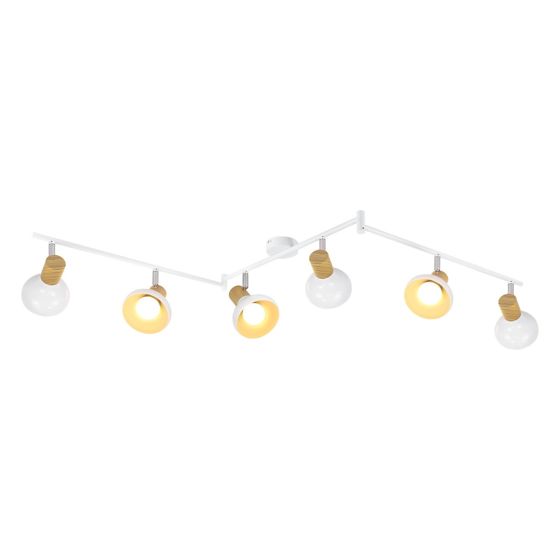 NETTLIFE Vintage - kattospottivalaisin E14 Sisäkäyttöön 350° Säädettävä Valkoinen Kääntyvä 350° Teollisuuskäyttöön 6 Liekkiä