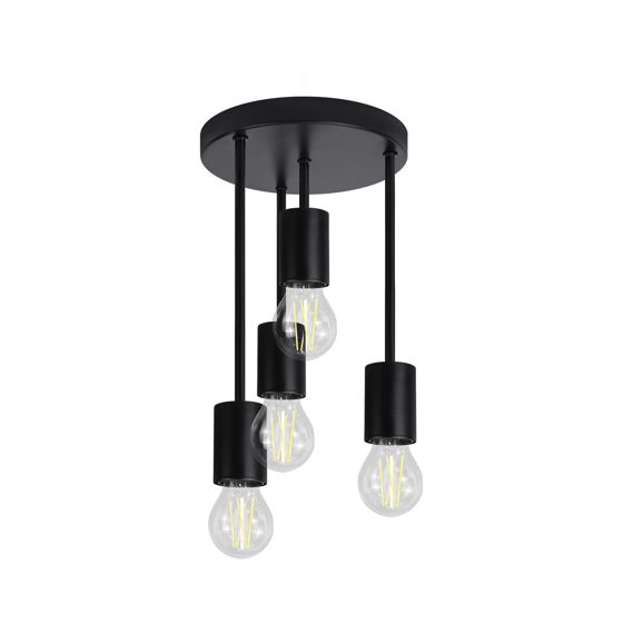 NETTLIFEKattovalaisin Vintage, musta Kattovalaisin, 4- lamppuinen, E27, retro, teollisuusmetalli, Ilman, lamppuja