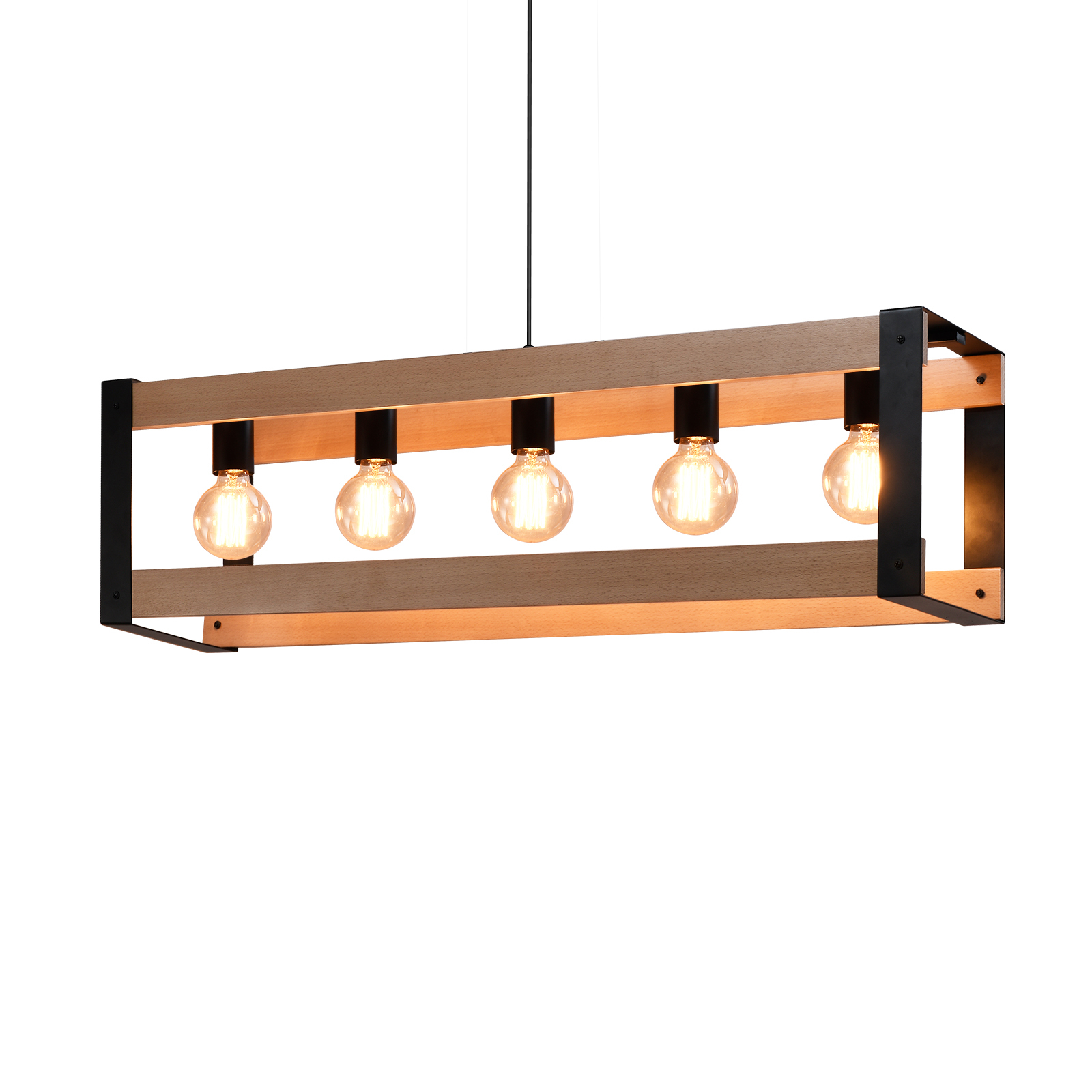 NETTLIFE 5-lamppuinen riippuvalaisin, musta komposiittipuu