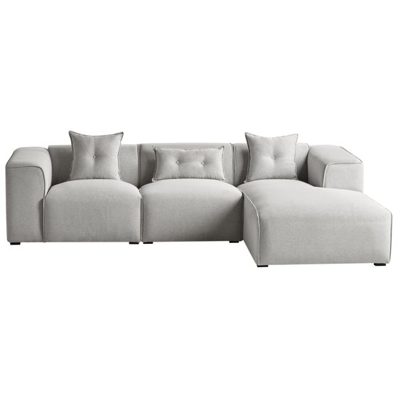 Kulmasohva DOLVA kangas Vaaleanharmaa 3-istuttava Vasen