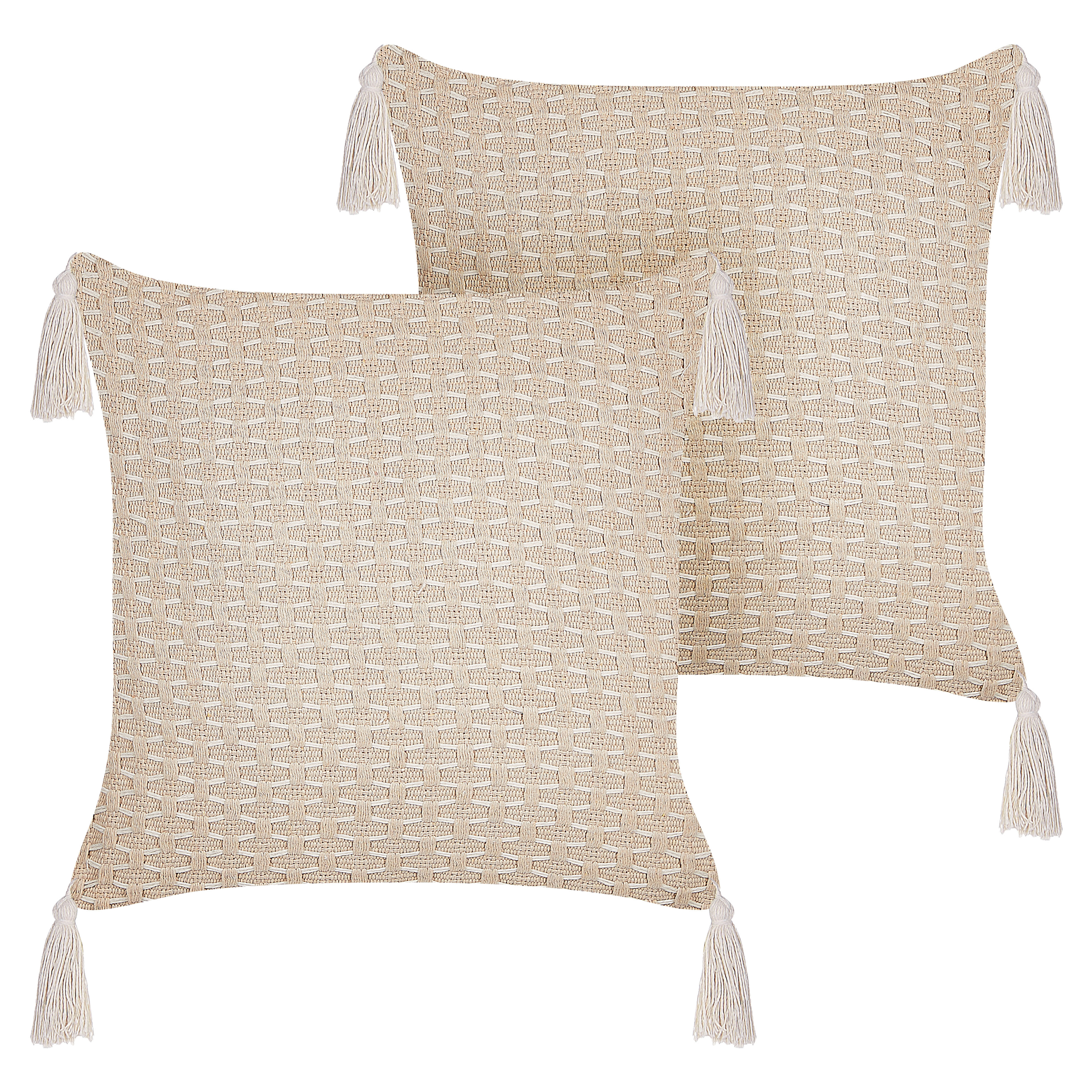 Koristetyynysetti 2 kpl HAKONE 42 x 42 cm Vaaleanbeige Geometrinen kuvio
