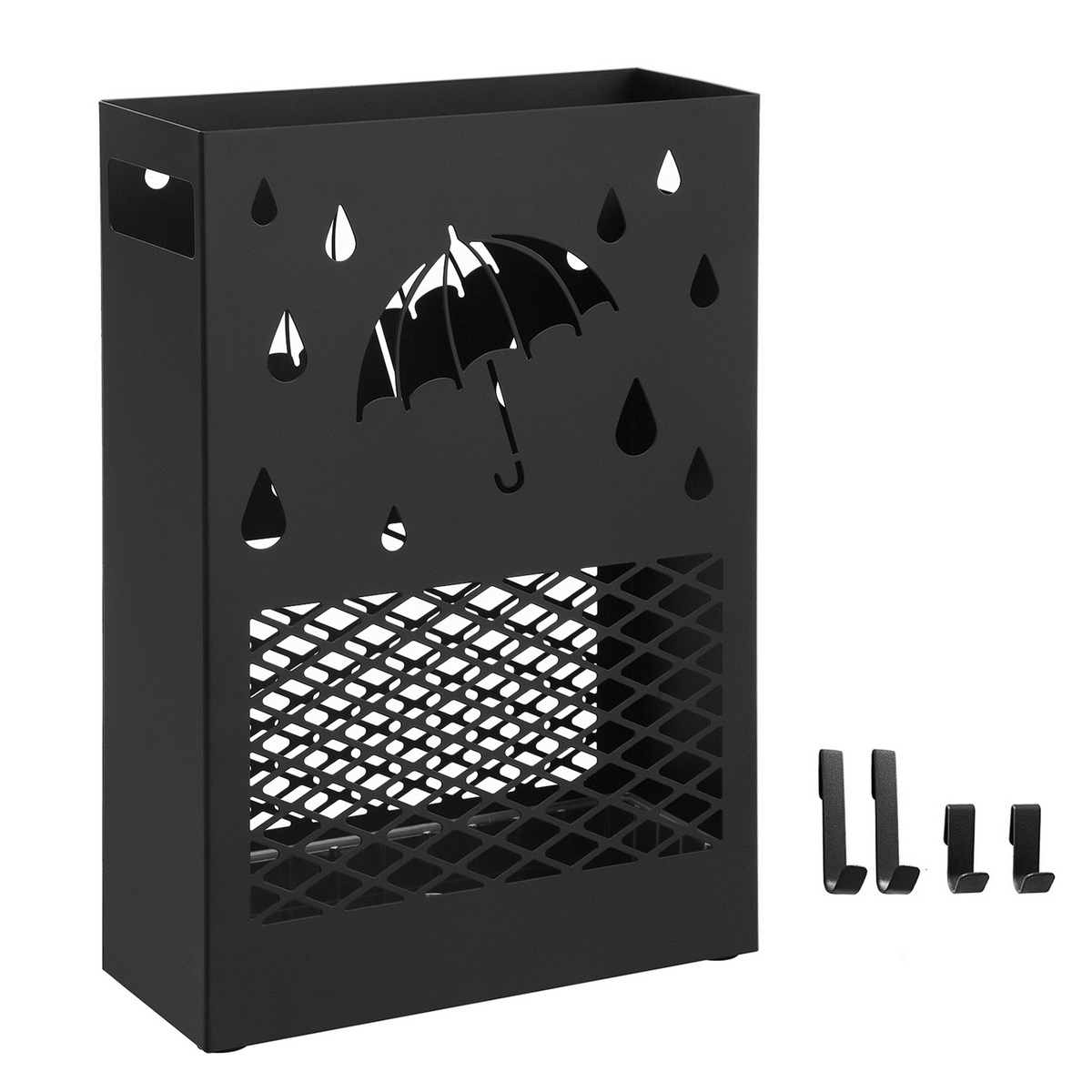 Songmics sateenvarjoteline, 4 koukkua, musta, LUC004B01