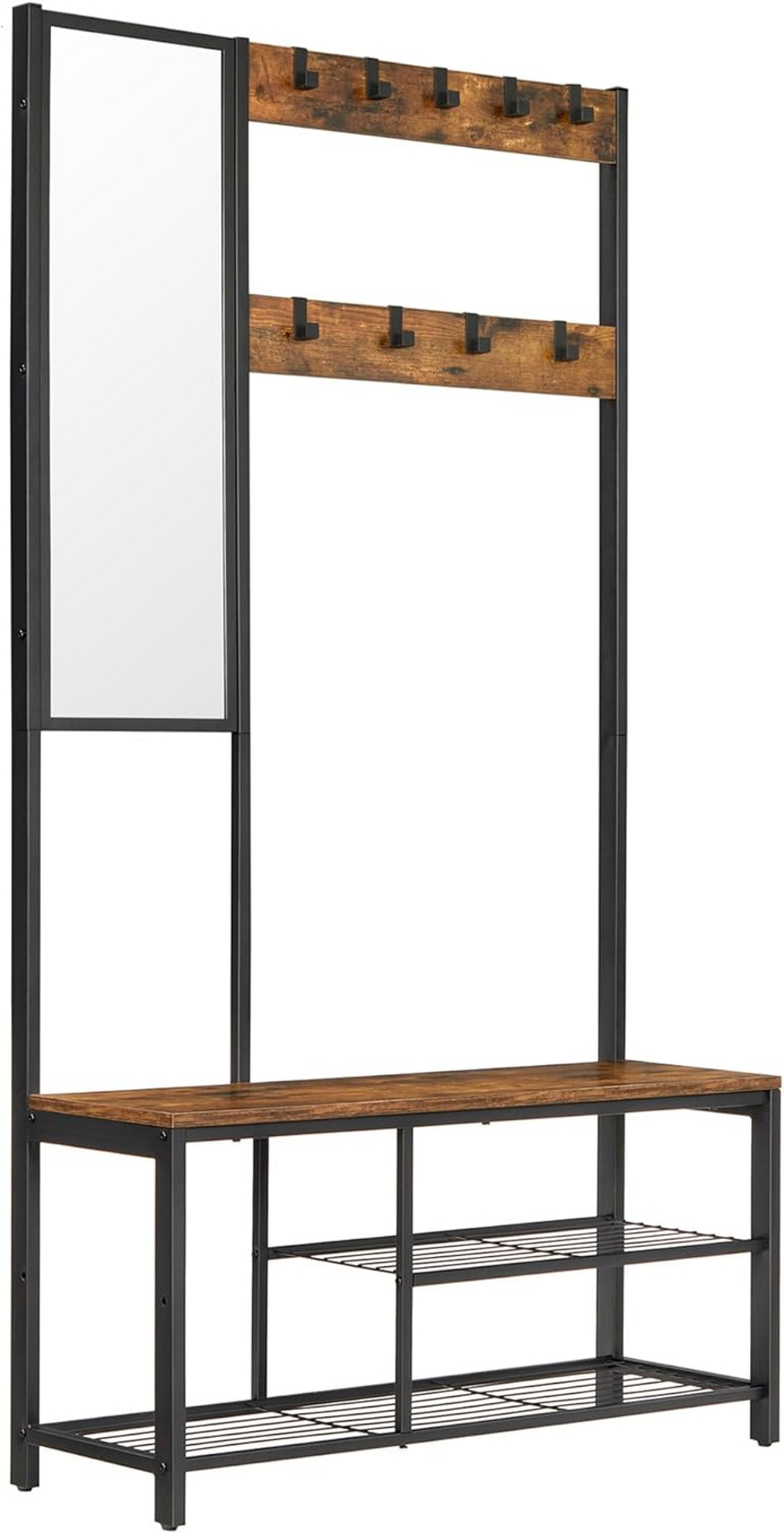 Vasagle naulakko, 36 × 98 × 185 cm, rustiikinruskea/musta, HSR050B01V1
