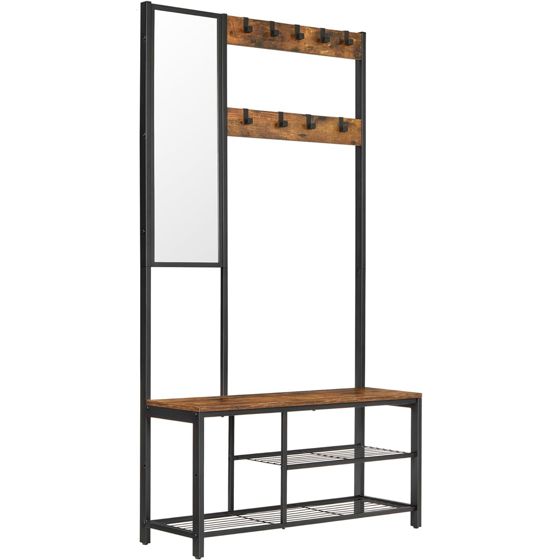 Vasagle naulakko, 36 × 98 × 185 cm, rustiikinruskea/musta, HSR050B01V1