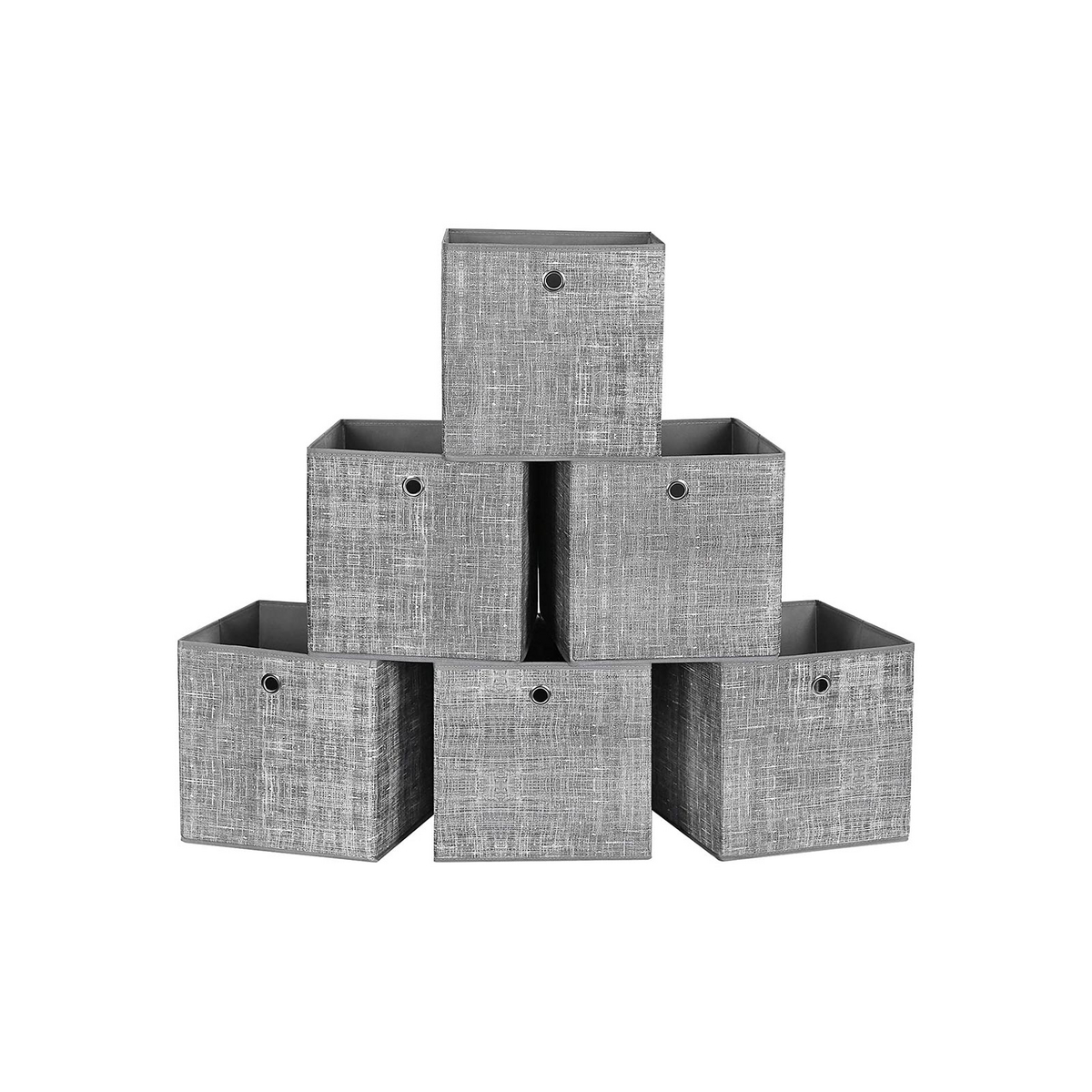 Songmics säilytyslaatikot, 6 kpl, 30 × 30 × 30 cm, kokoontaitettava, harmaa, RFB02LG-3