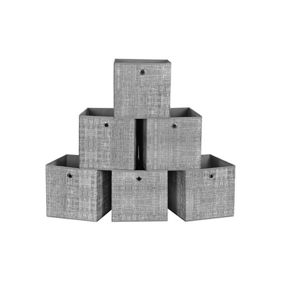 Songmics säilytyslaatikot, 6 kpl, 30 × 30 × 30 cm, kokoontaitettava, harmaa, RFB02LG-3