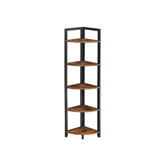 Vasagle kulmahylly, 5 tasoa, 30 × 30 × 150 cm, rustiikinruskea/musta, LLS803B01